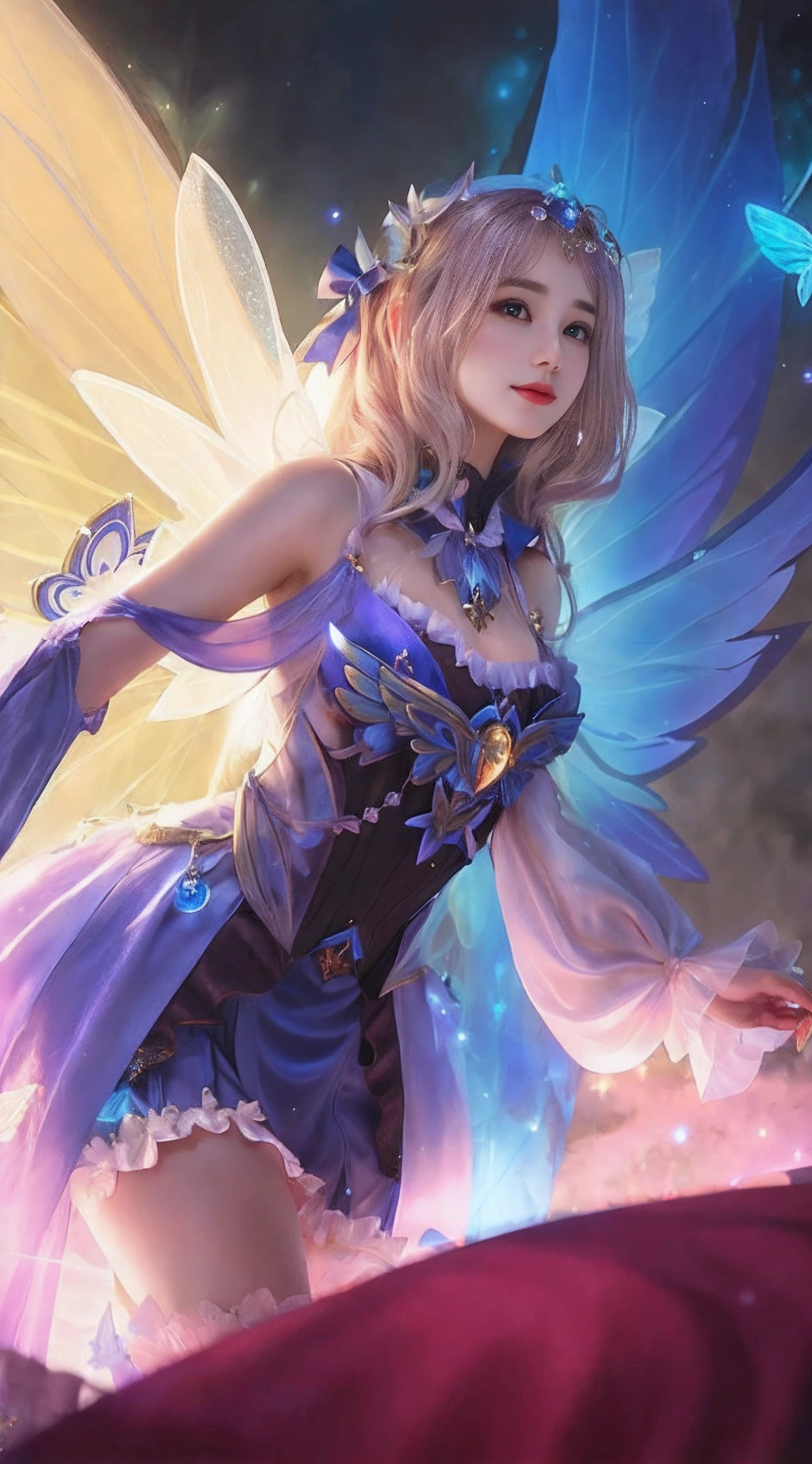 a close up of a woman with a fairy costume on, astral fairy, fantasy art style, beautiful fantasy art, beautiful fairy, beautiful celestial mage, detailed fantasy art, fantasy style art, extremely detailed artgerm, very beautiful fantasy art, fairy aesthetics, amazing fantasy art, fantasy art, beautiful fairie, detailed fantasy digital art, ! dream artgerm