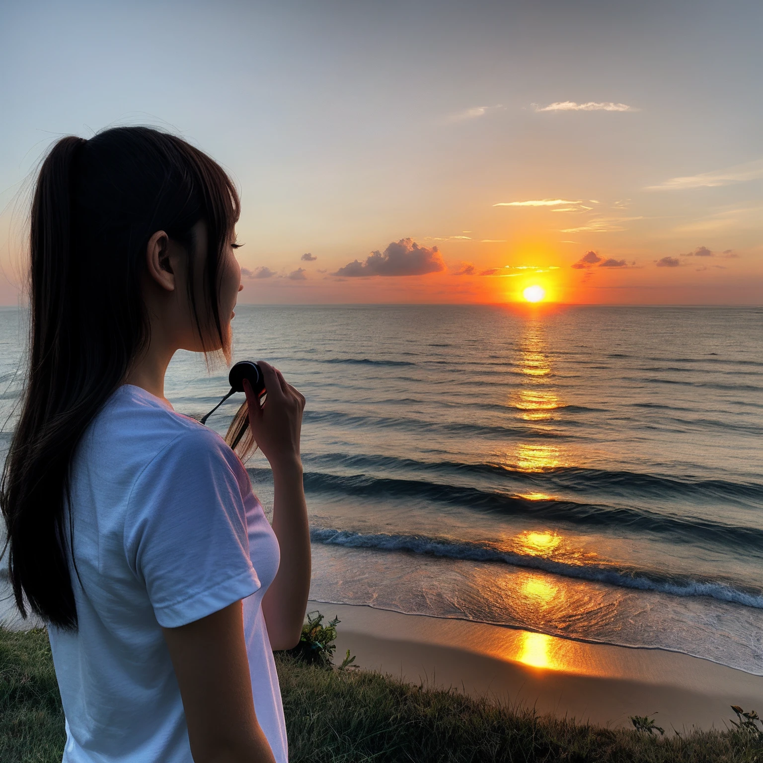 Girl in the sunset。 Ultra photo realsisim。k hd