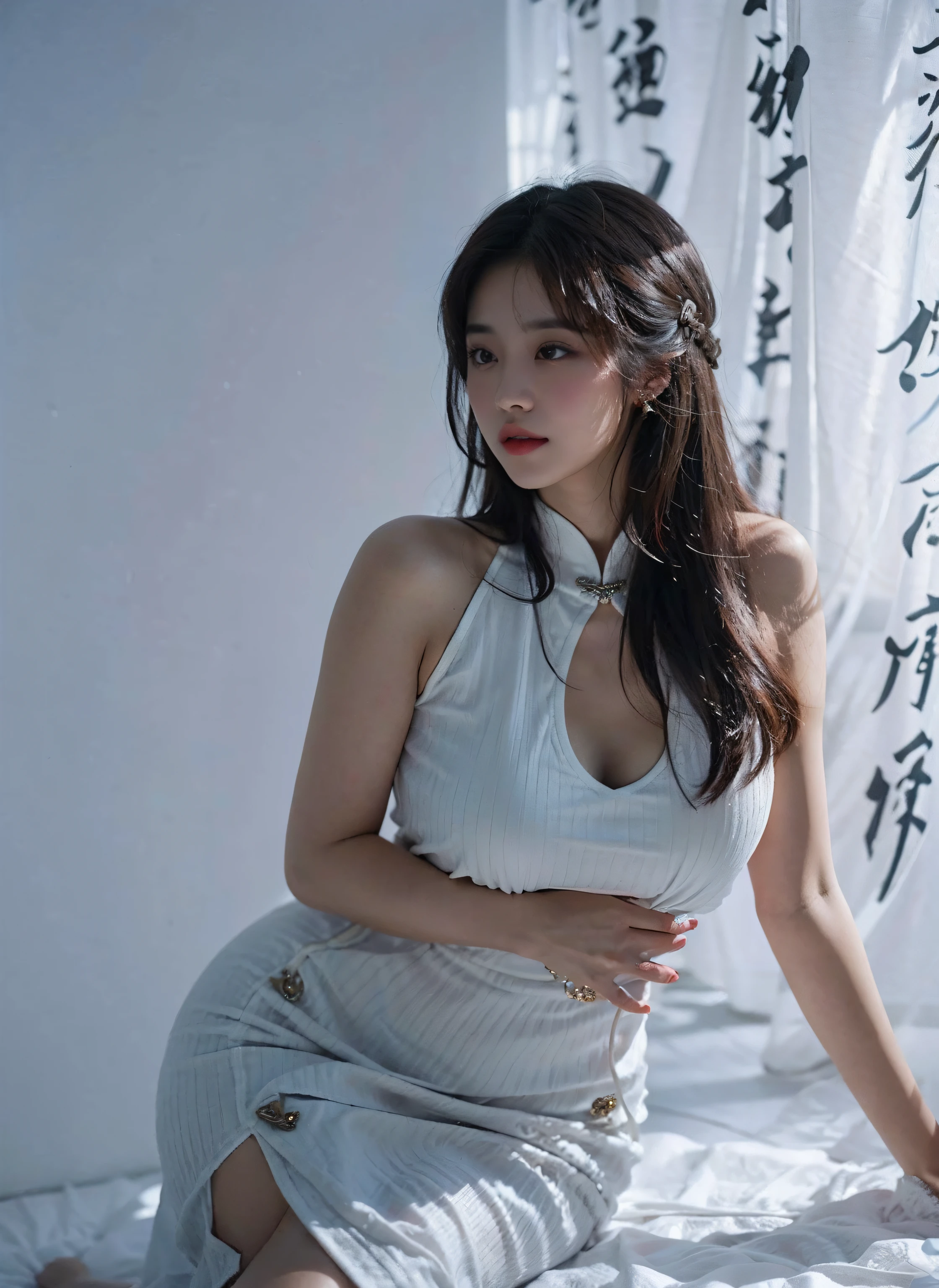 araffe asian woman in white dress posing for a picture, full-body xianxia, Korean woman, beautiful Korean women, Korean girl, shaxi, Gorgeous young Korean woman, Japanese model, xision wu, xue han, sophisticated gravure idol, wenfei ye