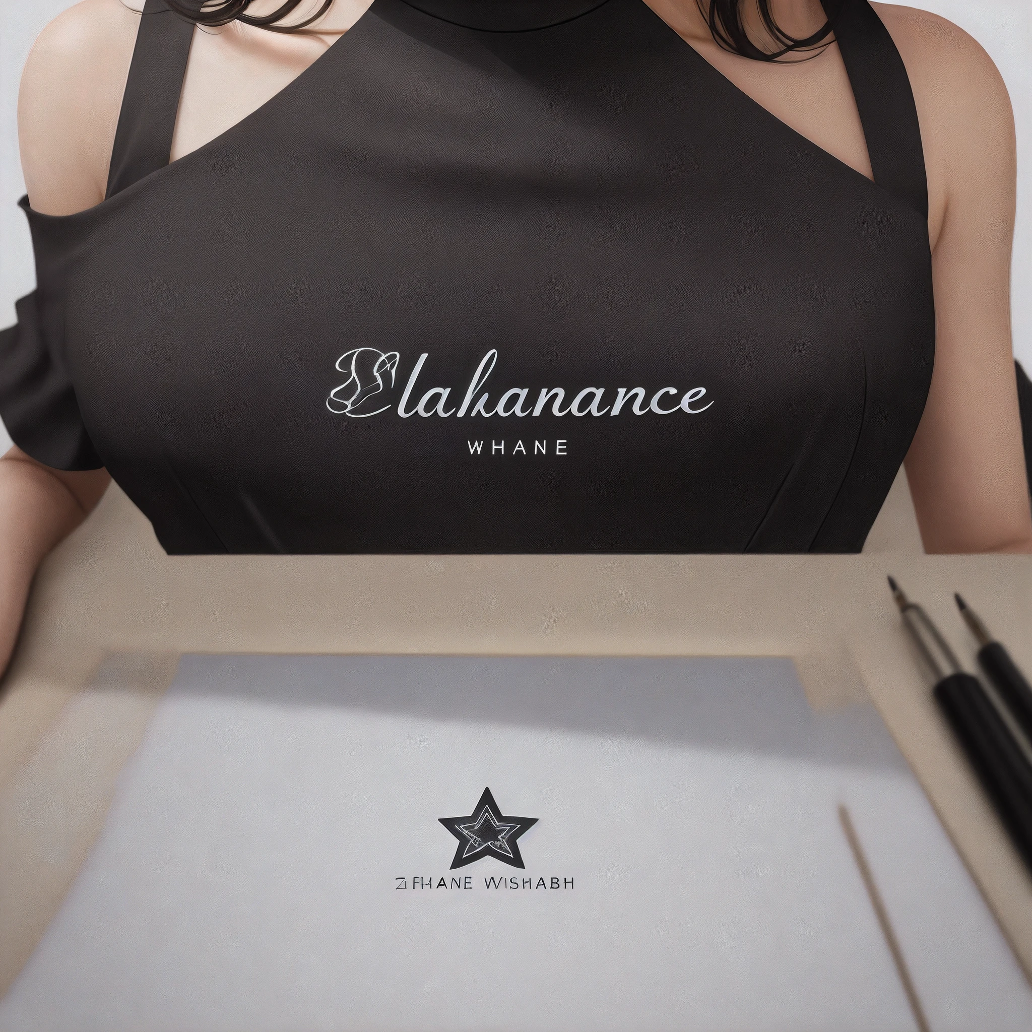 Create a dress brand logo,Black text on a white background,The letters STAR WISH ,Fashionab,ellegance