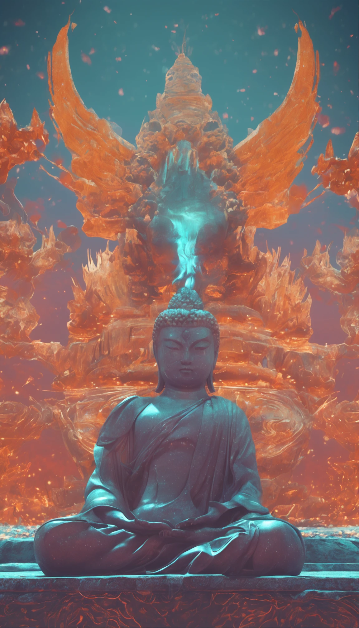 fiction"Cover the sky"The Desolate Sacred Body inside,A boy with,Meditating,Hand pinching the law,Hetian jade-like body,Crystal clear body,White jade-like skin,Perfect facial features,Meticulously carved face,Behind it is a huge phantom figure,The sky is cloudy,