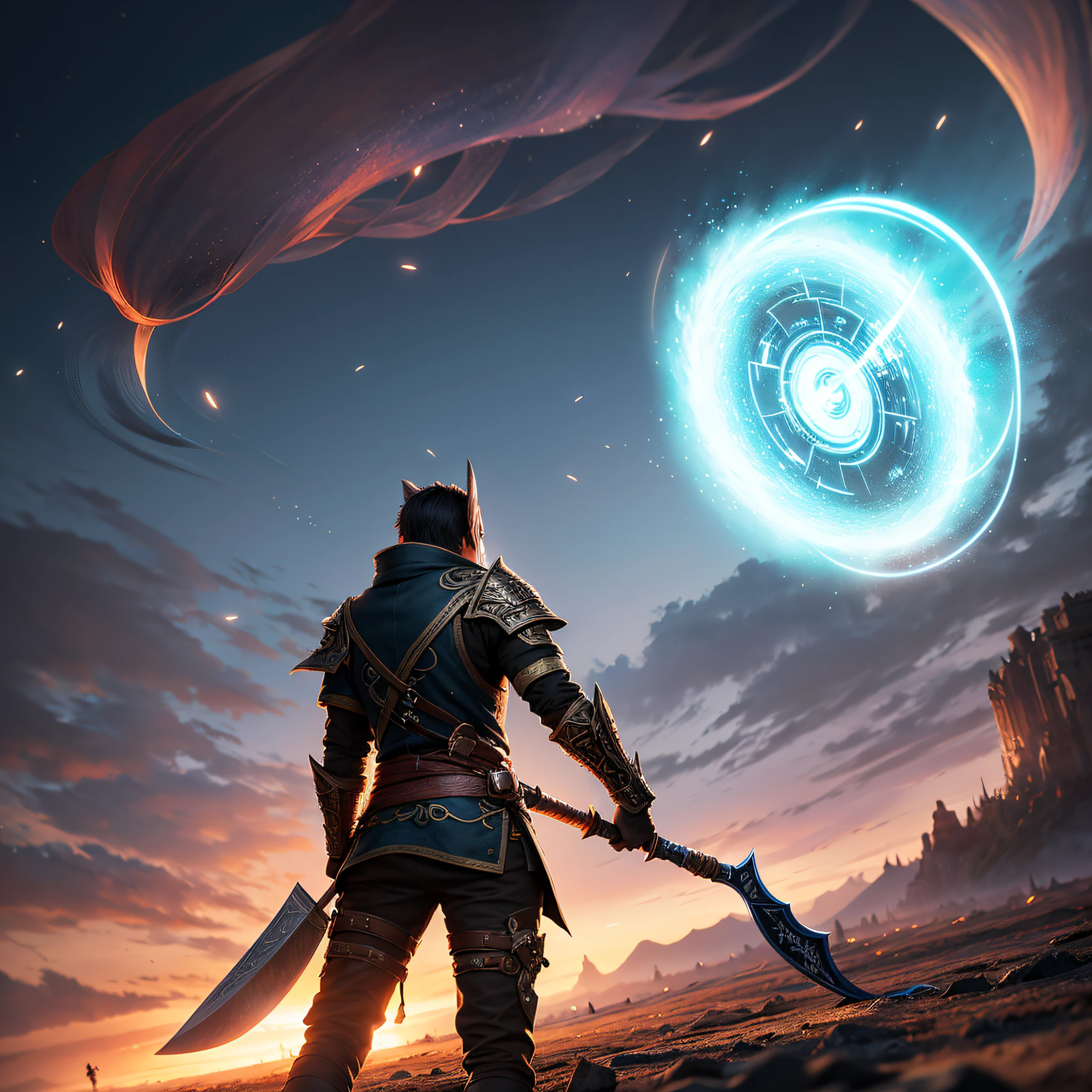 Top and side view of the game character, seen from the back, Game Location, Focal length 5 meters, Nikon D7000, (Skindentation: 1.5), realisti, photo-realistic, (tmasterpiece: 1.5), ConceptArt, game character from the game Archeage, Battle gnome with an axe, The axe is covered with a runic inscription, Archeage game world, Complicated details, higly detailed, photo-realistic, Octane rendering, 8K, unreal-engine, dynamicpose, Moving forward on the enemy, beste-Qualit, hight resolution, (realistic face: 1.1), (A hyper-realistic:1.2), ((athletic body)), (((perfect arms))), (Extremely detailed backgrounds), in full height, Swirling energy vortex, Radiant power, Magic, ((dramatic)), Epic, Battlefield, Depth of field, bokeh, 4k, ghotic, Coals, Particles