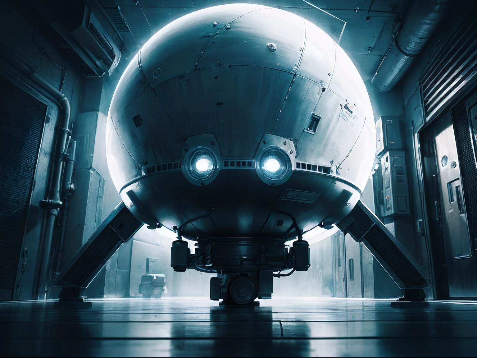 ((wallpaper 8k)), ((ultrarealistic)), ((high detailed)), ((masterpiece)), ((best quality:1.2)), nuclear reactor, sci-fi, detailed machine, lighting, experiment