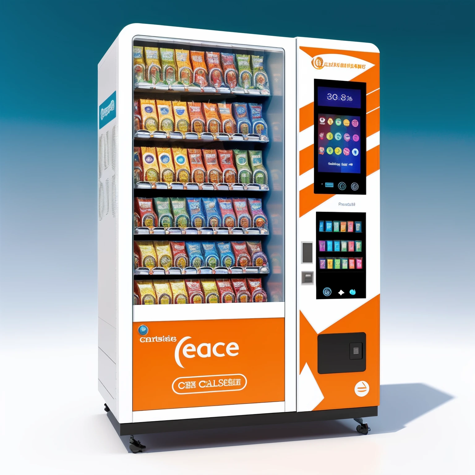 Close-up shows drinks,For example,Star support material assembly,vending machines,sci-fi vending machine,3D product render,Some are more specific, Descriptive scenarios may appear on the computer,por exemplo, Someone went to a vending machine and bought a welfare lottery ticket,etc,Or describe the scene where something is purchased,Stylistic references attract attention,applied,Represents fashionability,Elements with a strong visual sense,There are reasonable ones on the fuselage, A contextual description of the style element, etc,The overall color is mainly white,Lively orange,Color distribution is 50 each%,Wish there were more elements,The elements are more diverse,Fewer colors,There are no portraits on the machine,or role,The color is lighter,money,Gold coins and lottery tickets have slightly more elements,The design is a little stronger,Two-dimensional points,Simple and fresh,Childish,Probably a bit dreamy