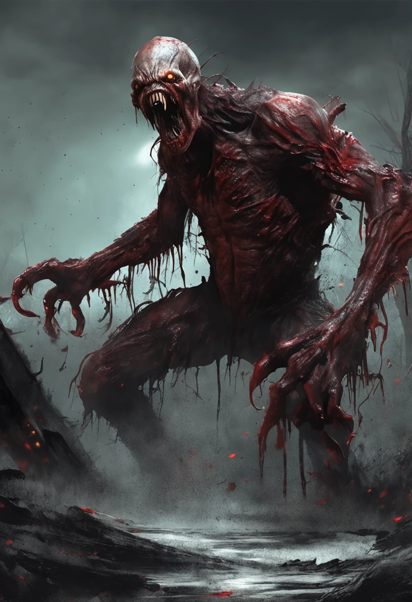 Painting of a demonic creature with a bloodied face and a bloodied head, Carnage, Sci - The Art of Horror Fiction, sci-fi horror artwork, inspired by Aleksi Briclot, The fangs of the carnage, Horror art in the fantasy genre, by Aleksi Briclot, horror concept art, venom, Fantasy and horror art, Detailed illustration of 4K horror, Demonic creature, dark fantasy horror art