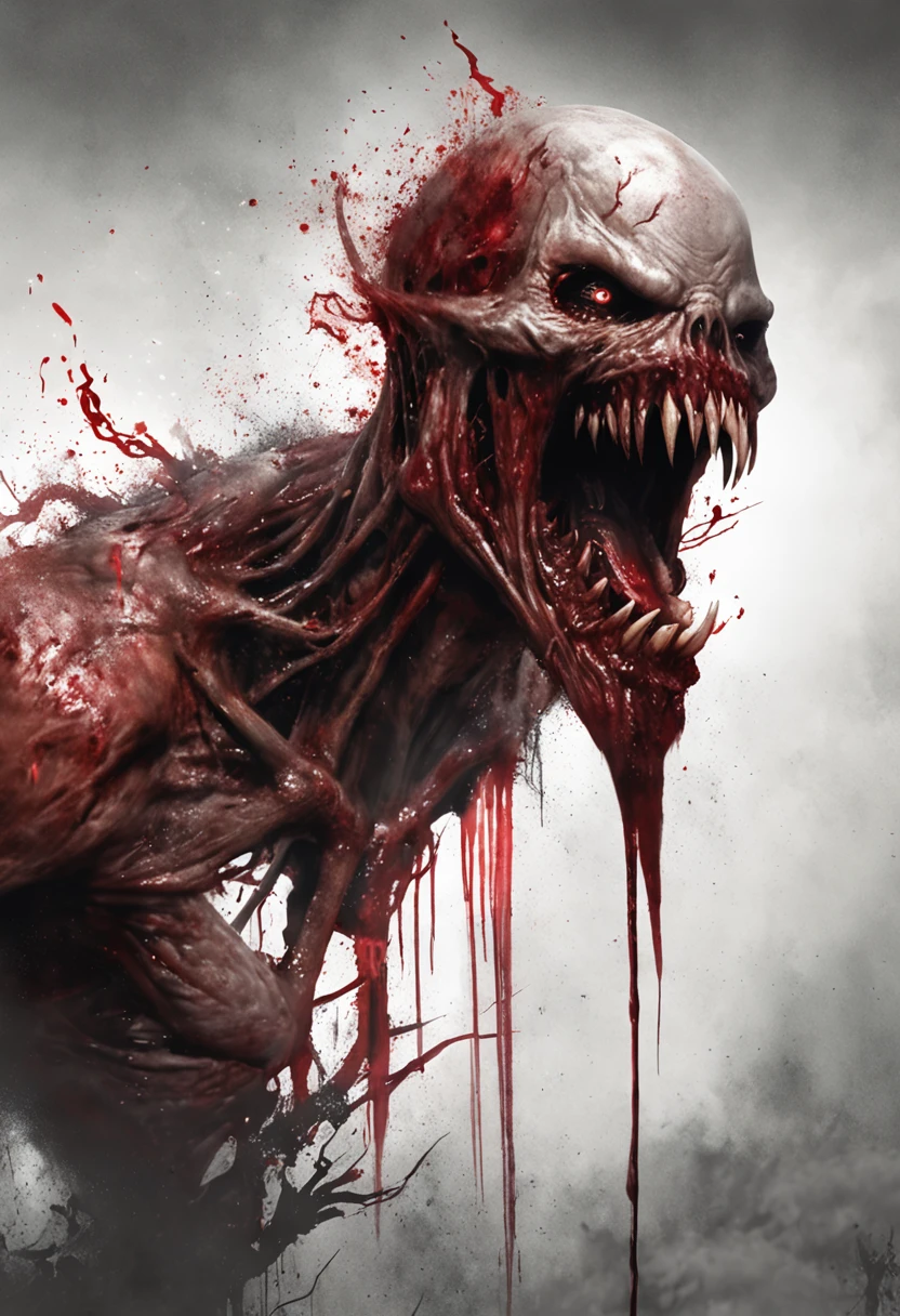 Painting of a demonic creature with a bloodied face and a bloodied head, Carnage, Sci - The Art of Horror Fiction, sci-fi horror artwork, inspired by Aleksi Briclot, The fangs of the carnage, Horror art in the fantasy genre, by Aleksi Briclot, horror concept art, venom, Fantasy and horror art, Detailed illustration of 4K horror, Demonic creature, dark fantasy horror art
