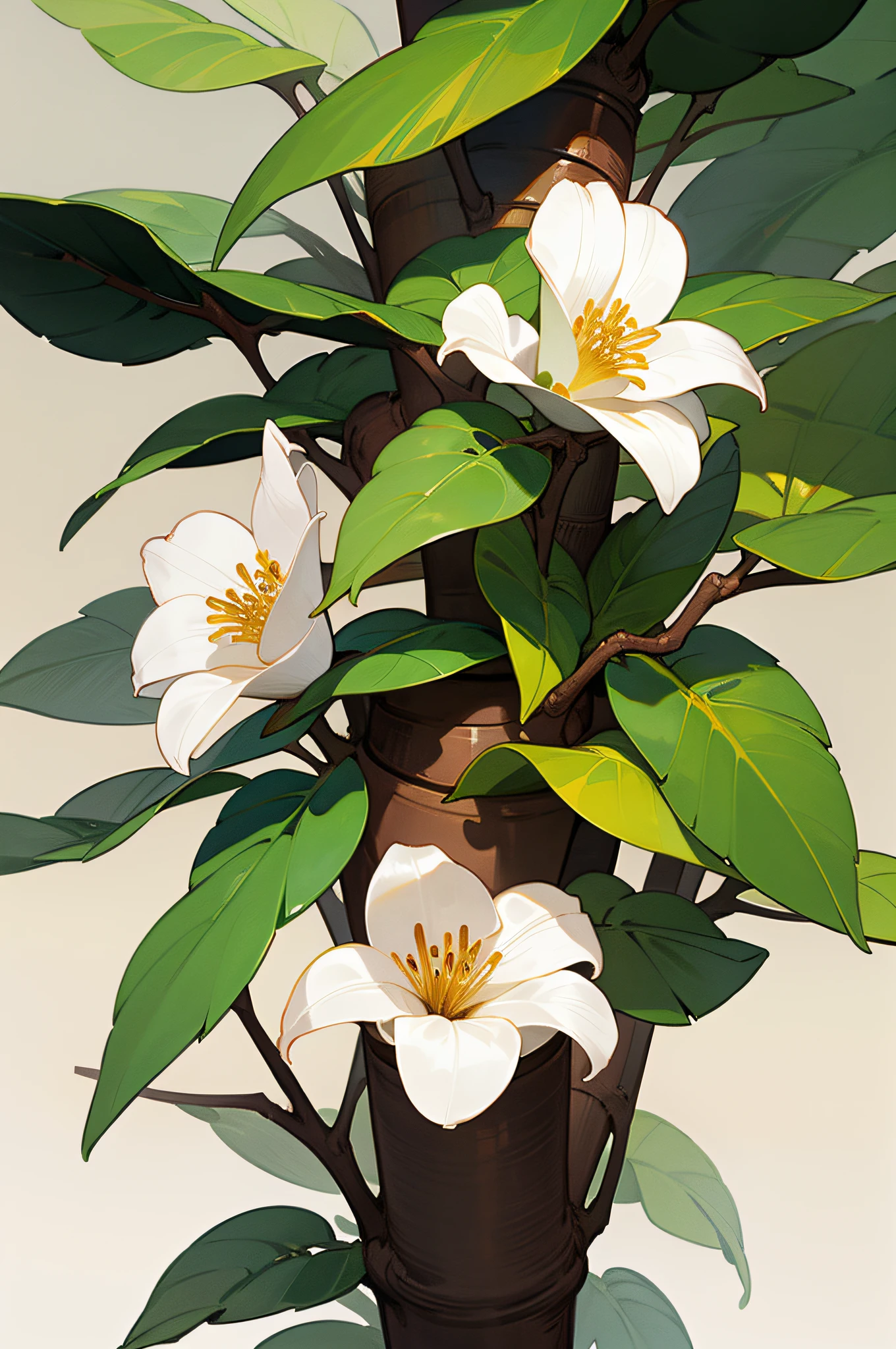Coffee tree flower,Coffee tree leaves,handpainted,Good-looking,HD,Whole block,handpainted,k hd