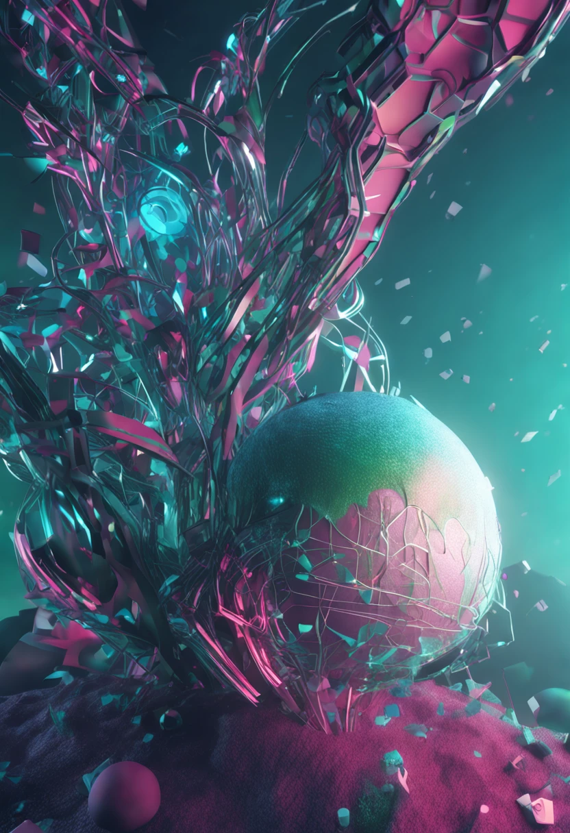 Alafid image with blue and green background with logo, 3dcoat, 3 dcoat, teal color graded, depicted as a 3 d render, 3 D 徽标, 3 d + Digital art, Cool 3D visualization, abstract art representing data, c 4 d style, _3d-terms_, smooth 3 d illustration, Smooth 3D illustration，sense of science and technology，abstract artistic，Particle rendering，banners