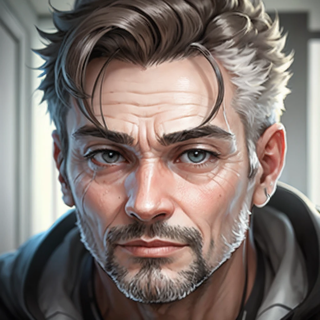 A face of 40 years old man close up --auto --s2