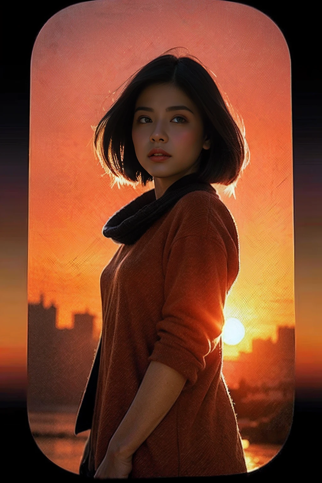 best quality,masterpiece,1girl of a Imaginative Macanese Female Page,Crude hair,background is Unique The Tablets of Stone,at Sunrise,Cel shaded,anaglyph effect,ultra high res,Extremely Detailed Official Unity 8K Wallpapers,ultra high res,ultra high quality,