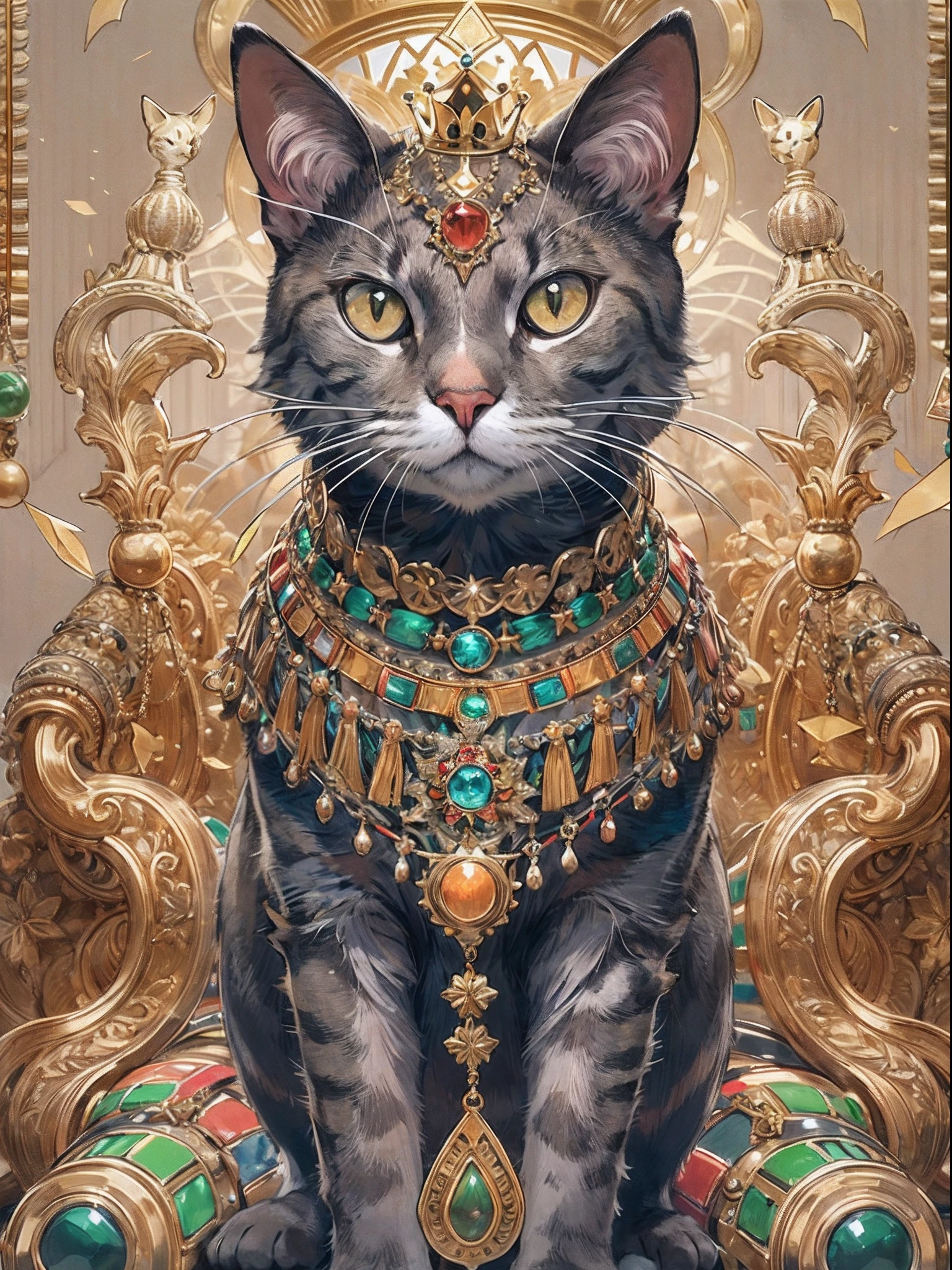 The King's Cat with a Lot of Jewels,is standing