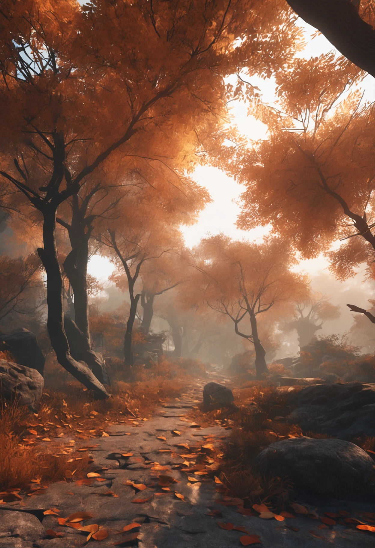 Cooling，Autumn is intense，The hot summer is coming to an end，Gradually，With a new cool and wonderful autumn，ultra-realistic image，Real-world scenarios，8K分辨率，photon maping，Meticulous and minimalist environment，The is very detailed，top-quality，artsy photography，Realistic concept，Cinematic texture