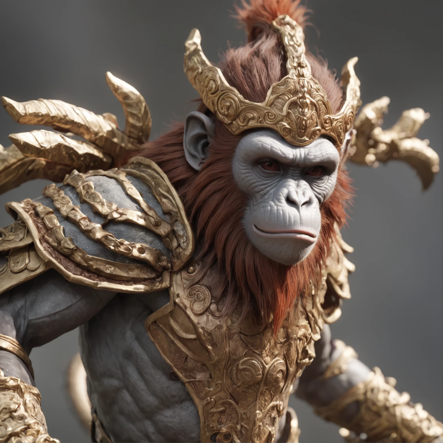 Monkey king，Tattered armor, Their veins are gray and rotten, By the call of Cthulhu.