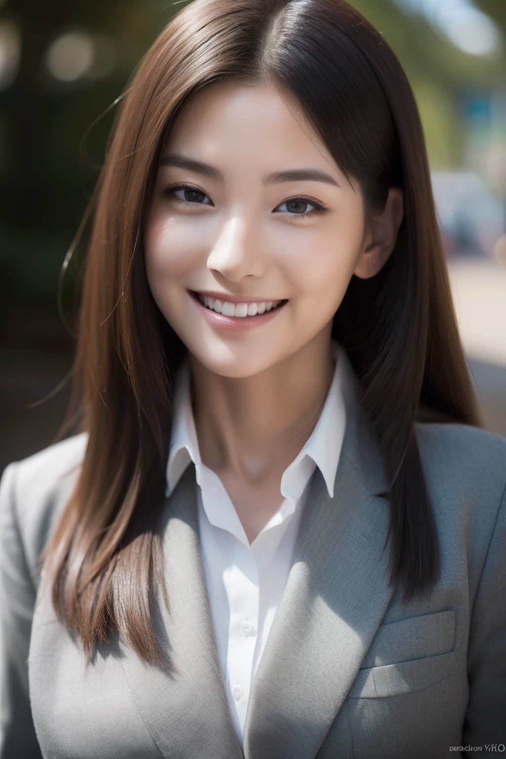(realistic, photo-realistic:1.37),(8k, RAW photo, best quality, masterpiece:1.2), cute, ultra-detailed,heart-shaped pupils,physically-based rendering, ultra high res, kodakvision color, shot on Arricam LT Camera, bokeh, sharp focus, looking at viewer,photorealistic,realistic, solo, photorealistic, best quality,extremely detailed face,extremely detailed eyes and face, beautiful detailed eyes,absurdres, incredibly absurdres,haunting smile,Messy hair, floating hair, ,white Business suit，bound waist，