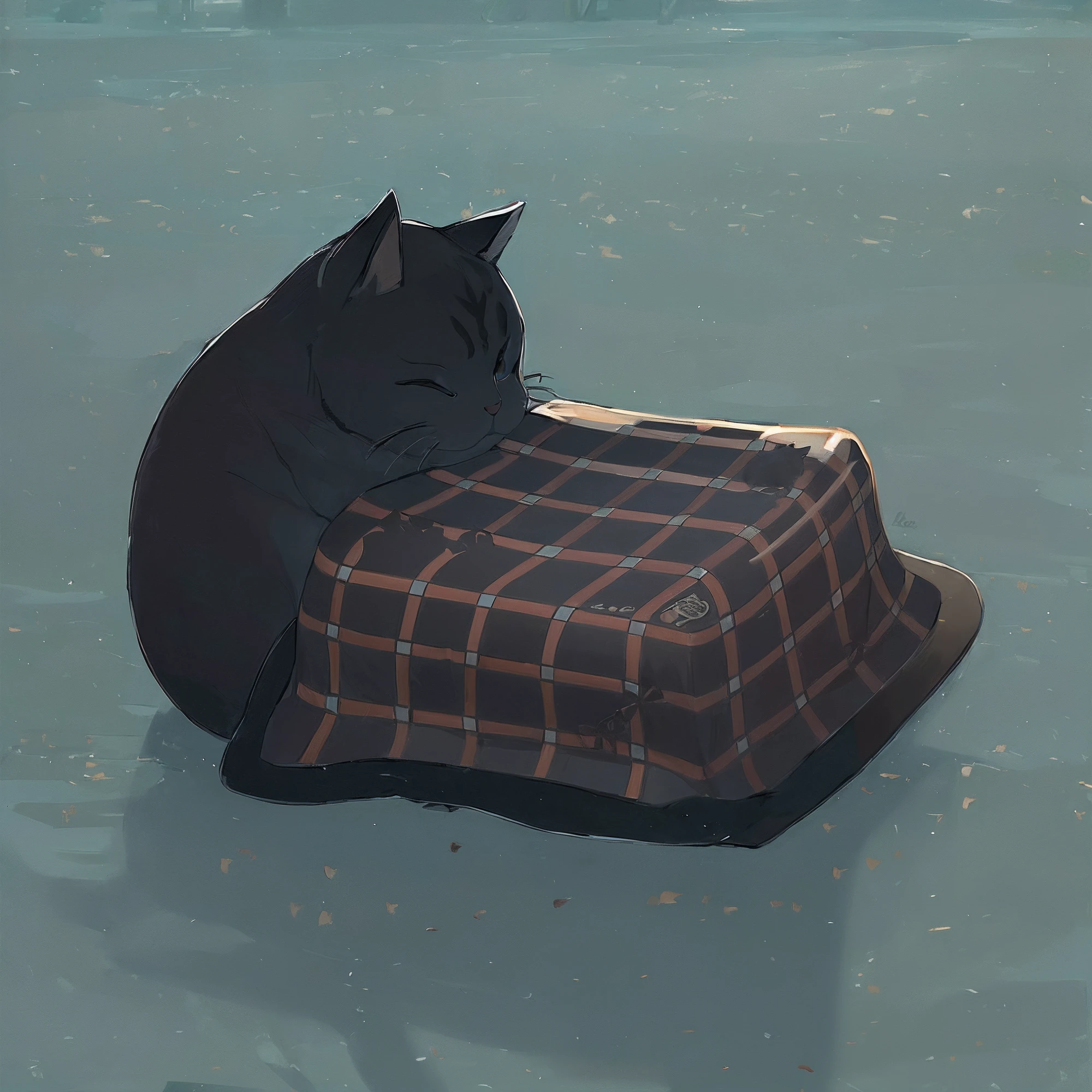 "(huge cat:1.3), (majestic cat:1.3), (upright cat:1.3)" kotatsu-neko, kotatsu, monochrome,
