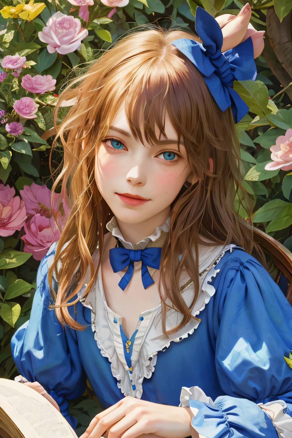 Alice in Wonderland, portrait, high detailed, illustration by Arthur Rackham