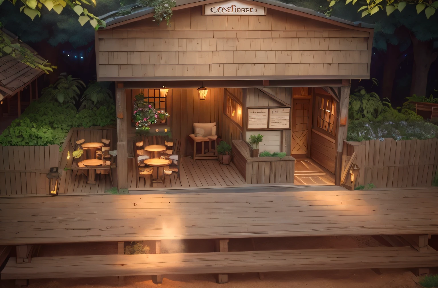 Full prompt:
"coffee garden, cozy atmosphere, tranquil setting, rustic charm, greenery, outdoor seating, relaxing ambiance, sunlight filtering through trees, aromatic coffee, serene escape."