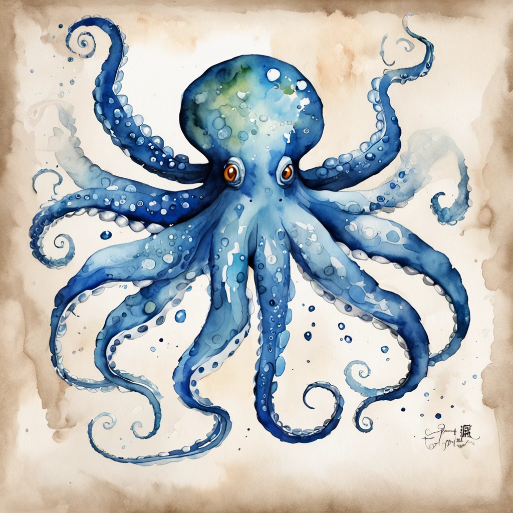 ,,Octopus, Animal,(full bodyesbian), (((No Man))),White background,Masterpiece, Best quality, Highly detailed,high high quality,Blue octopus,Blue antennae