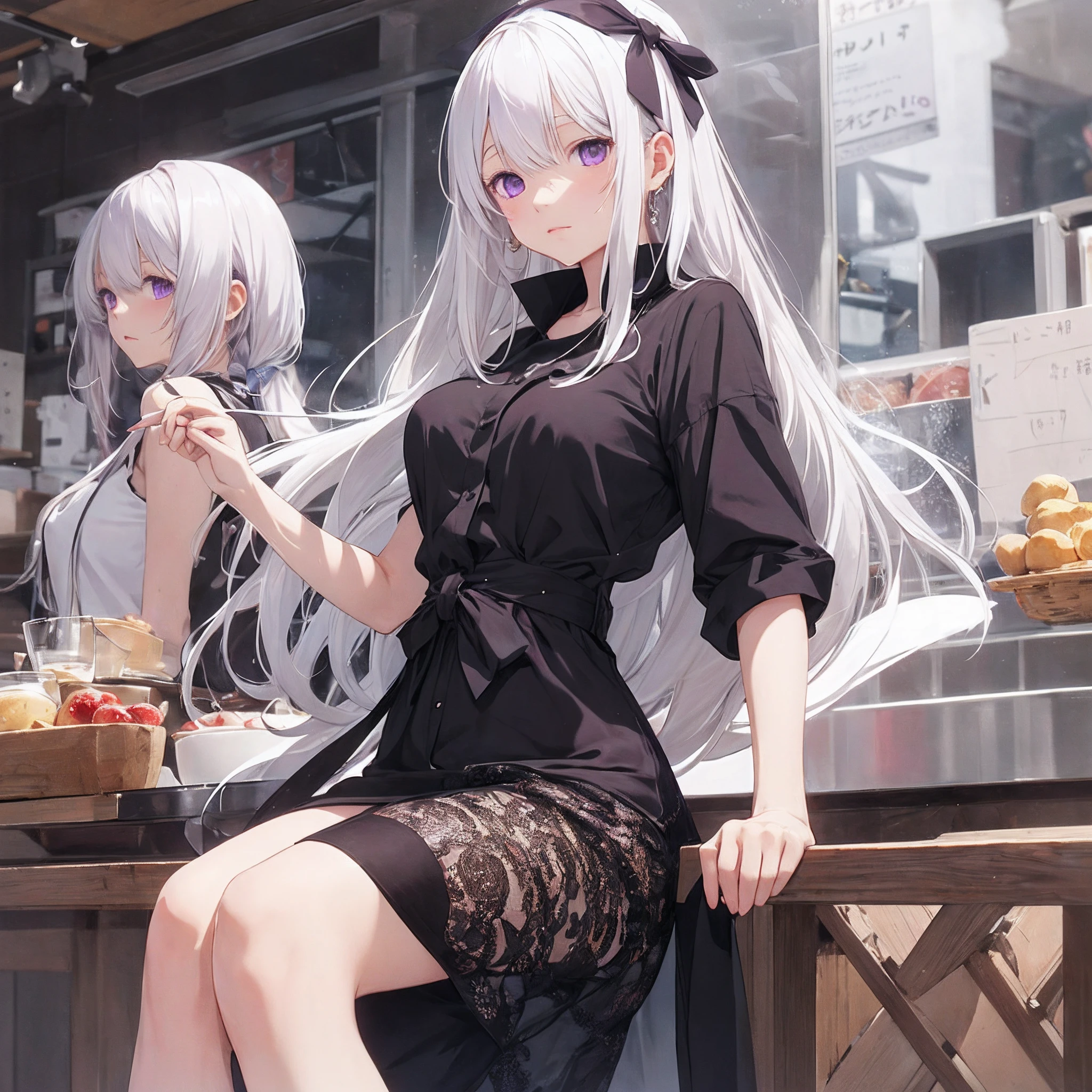 White hair girl purple eyes Ushio_Noa