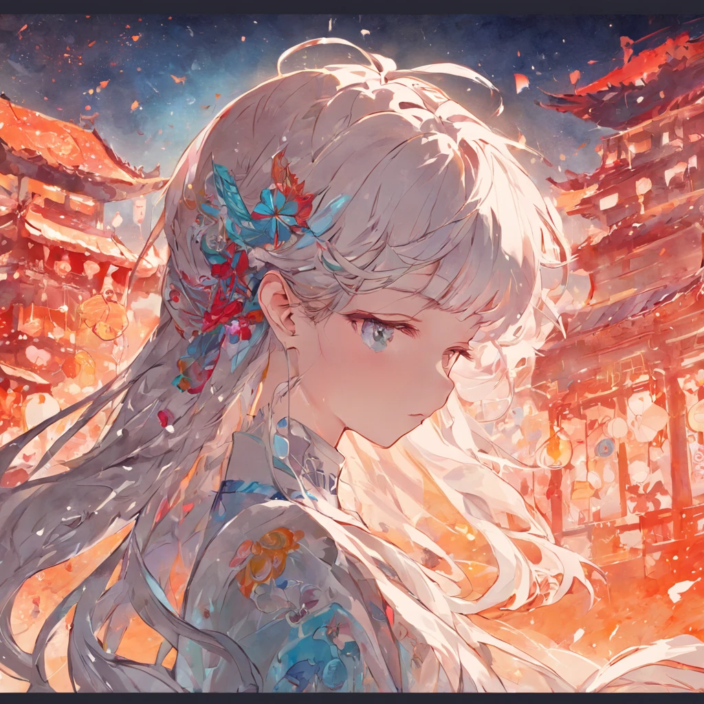 (White background:1.4),(Silhouette of a girl's head, Eyes closed, colorfull long hair, Oriental elements),(Chinese illustration:1.3,paper art:1.3, Quilted paper art:1.2),( reasonable design, Clear lines, High sharpness,Best quality, Very detailed, Masterpiece, movie light effect, 4K )