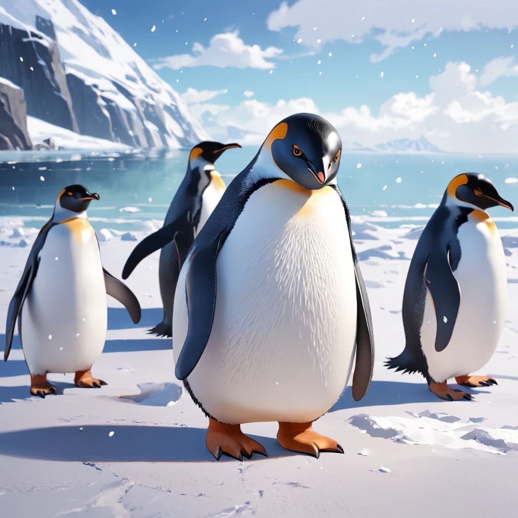 Generate masterpieces and super high quality penguin images。The following conditions apply:、Can you create an image of a beautiful penguin reading? Only one penguin should appear reading with a book in hand in each image。Do not include other penguins or animals。Make sure there is only one penguin in the scene。 Don't let penguins have more limbs than they need、Paint in a natural pose。Keep it cute though、Avoid exposing your limbs excessively。 Be careful not to introduce penguins or unwanted elements into the scene in the background。In a bright and natural environment、Imagine a scene with a happy face of a penguin。 Draw carefully,So that the tail does not appear on the ass of the penguin。Adjust it to maintain a natural look。 In this way, Penguins have a suitable neck length,、Balance and draw。Be careful not to be too long。 Draw a chubby penguin size。Round body or、Beautifully reproduces the fluffy feeling of obesity。 Try to make sure that the resulting image is a beautiful image with only one penguin.。Unpleasant facial expressions and situations、Elements of violence and anxiety、Discriminatory or abusive elements、Please do not include any sensitive topics or biases.。 Follow these instructions、We are waiting for stunning images,Maximize the cuteness and beauty of penguins。