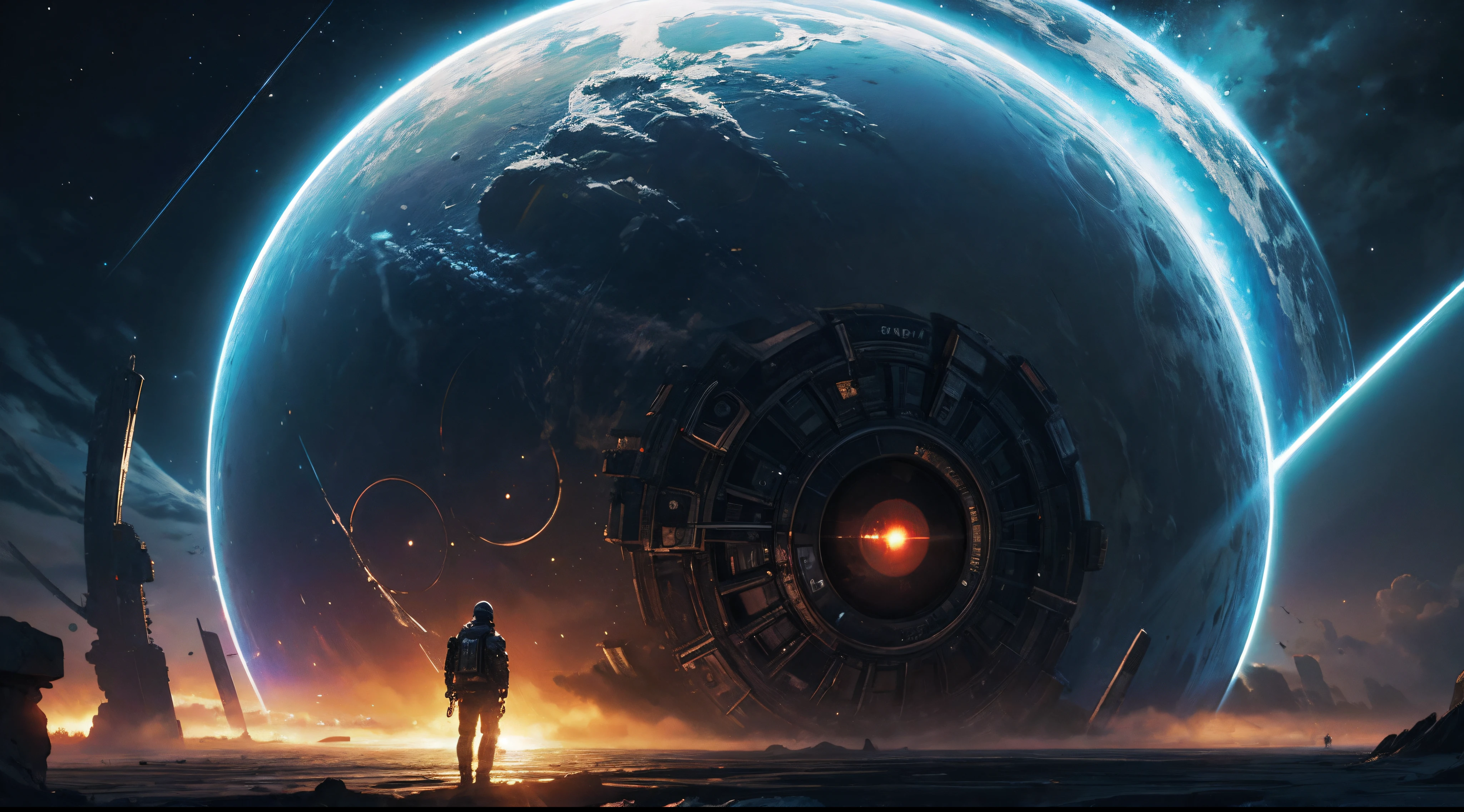 The end of the world reflected in a cybernetic eye (Obra maestra) La mejor calidad, Ultra detallado, ultrarrealista. Improving the quality of life and a more equal society. High-resolution display, Realistic lighting and shadows, impresionante.