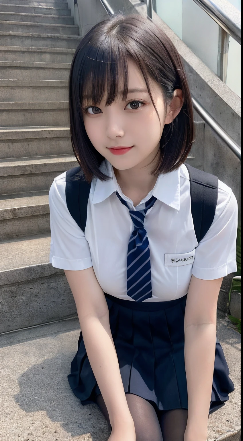 masutepiece, Best Quality, japanaese girl,1girl in, 8K, Raw photo, top-notch quality, masutepiece, nffsw:1.2, exceptionally detailed RAW color photo, professional-grade photograph, (Realistic, Photorealistic:1.37), (highly detailedskin:1.2), Ultra-high resolution, (lenz 50mm), (F/1.2),Exquisitely Detailed Eyes,Staring at the viewer,
break
With 1 girl (There are many elderly people:1.4), Beautiful face, kawaii,(Smile:1.05),(20yr old, Large breasts, The constriction is beautiful、big breasts thin waist,Straight hair, (Short hair), Black eyes, white fine skin,small mouth, high cheekbones (Definition), Sexy Pose,(Leaning forward:1.3),(The to the FW:1.1),White panties、Korean Idol、Nogizaka Idol、hposing Gravure Idol、Adults、女優、(masutepiece, top-quality:1.3), (Ultra detailed 8K cg:1.2), (hyper realisitic:1.35), (Photorealistic:1.45), (Realistic:1.4), Cowboy Shot,
1 beautiful Japanese girl, 22 years old, super model, Japanese Idol, __expression__, Large breasts, (Sit with your legs stretched out on the stairs:1.1), (School uniform:1.4)
(stairs at school:1.1),(Black pantyhose)、(Simple white collar short sleeve shirt)、(The chest button will open)(The thighs are erotic)