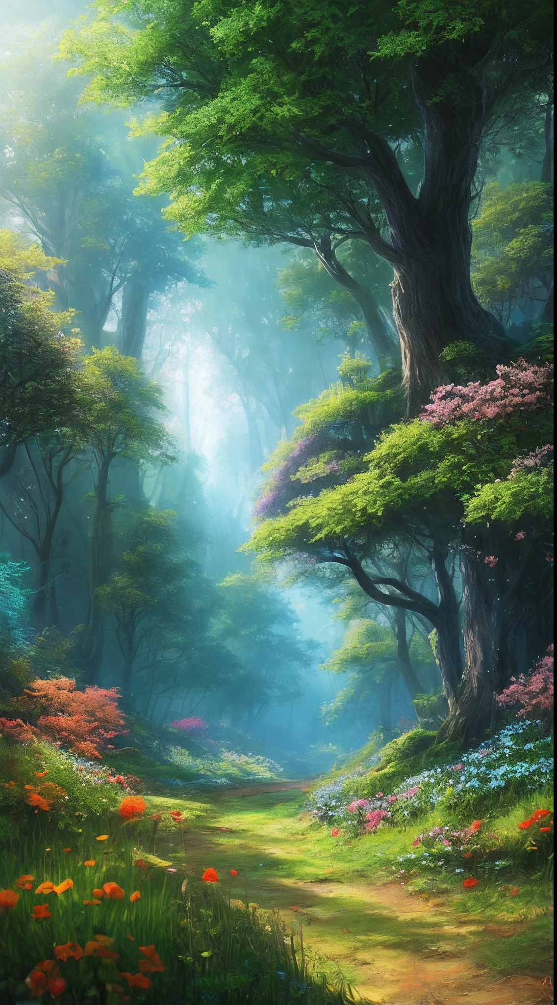 masterpiece, best quality, high quality,extremely detailed CG unity 8k wallpaper, An enchanting and dreamy scene of a fantasy forest, with towering trees, glowing mushrooms, and hidden fairy glens, creating a sense of mystique and enchantment, artstation, digital illustration, intricate, trending, pastel colors, oil paiting, award winning photography, Bokeh, Depth of Field, HDR, bloom, Chromatic Aberration ,Photorealistic,extremely detailed, trending on artstation, trending on CGsociety, Intricate, High Detail, dramatic, art by midjourney
