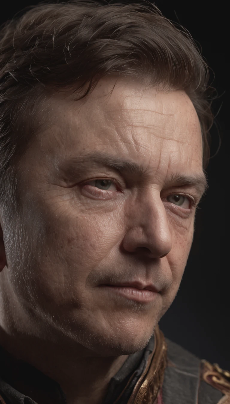 Mid-range RAW photo of Elon Musk looking at the camera, un hombre adulto con mirada seria, emprendedor, staring directly into camera, Kinematic, Detalles, fotorrealista, Hyper realistic photography, 8k UHD, DSLR, Soft lighting, alta calidad, Film grain, Fuji XT3, (obra maestra), staring directly into camera. (renderizado 3D profesional:1.3) de (realista:1.3) The most beautiful art photo in the world, Renderizado 8K Unity de cuerpo completo, action shot, poro de la piel, very dark lighting, sombreado pesado, detallado, Cara detallada, (vibrante, Realistic photography, realista, dramatic, oscuro, foco nítido, 8k), (Old leather garments damaged by weathering:1.4), (intrincado:1.4), decadente, (Altamente detallado:1.4), Pintura digital, renderizado por Octane, Estaciones de arte, Concepto-Arte, Suave, foco nítido, 插圖, Arte Germen, (loish:0.23), WLOP Ilya Kuvshinov, y Greg Rutkowski y Alphonse Mucha gracias, (global ilumination, luz de estudio, Light Volumetric), fuertes lluvias, particles floating, LotR, fantasy, Una vez, cuerpo completosbian, ((Fondo oscuro y antiguo de la ciudad:1.3)),CGSesociety,Estaciones de arte