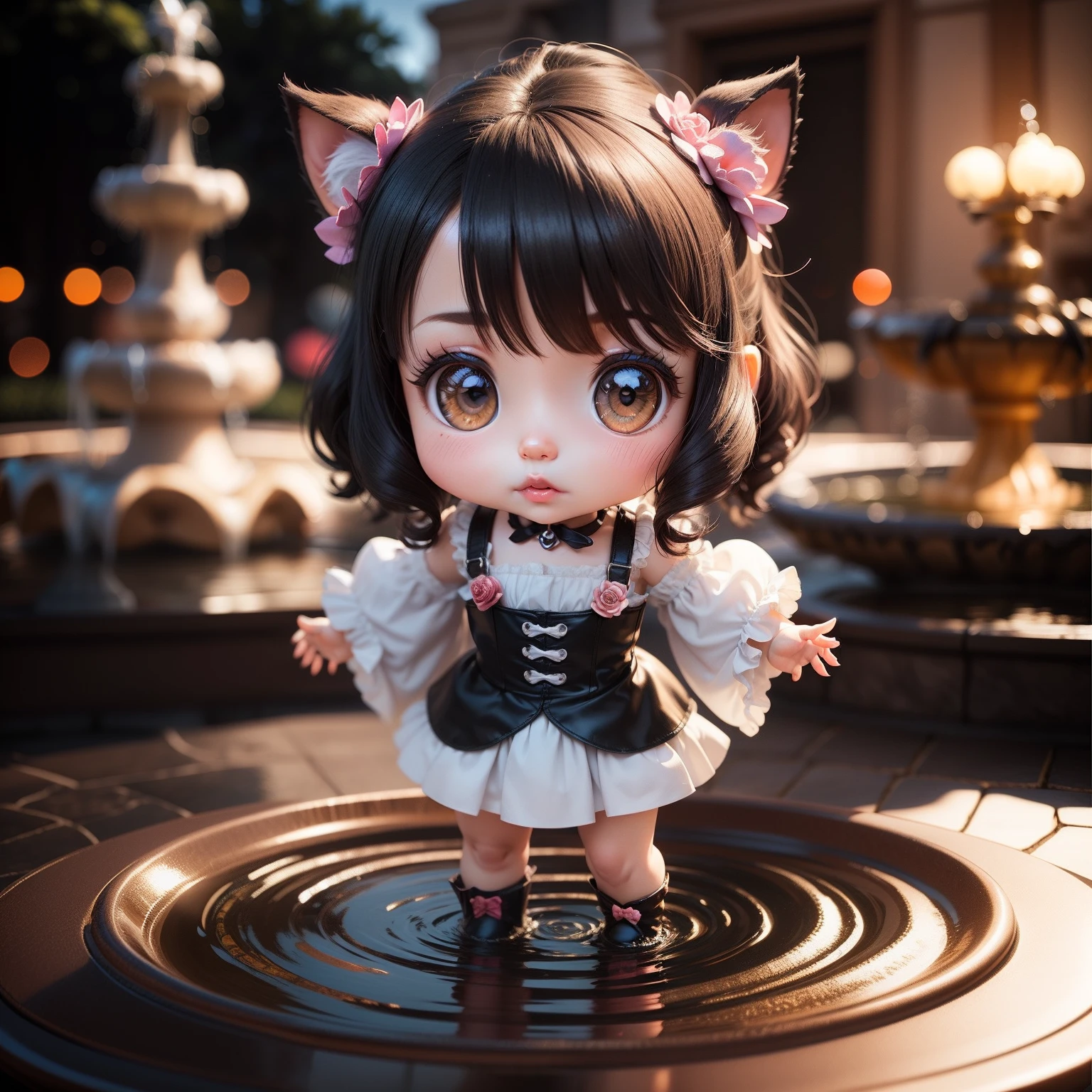 ​masterpiece、top-quality、ultra-detailliert、(chibi character:1.27)、((Selena Gomez)) Full-body standing figure、The background candy paradise