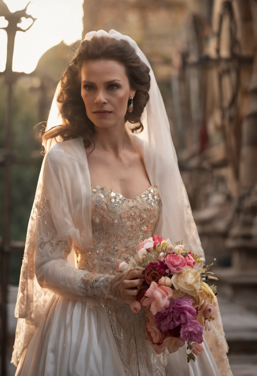 Shrug bolero, Girl, Wedding dress, mitts ,Full body depiction