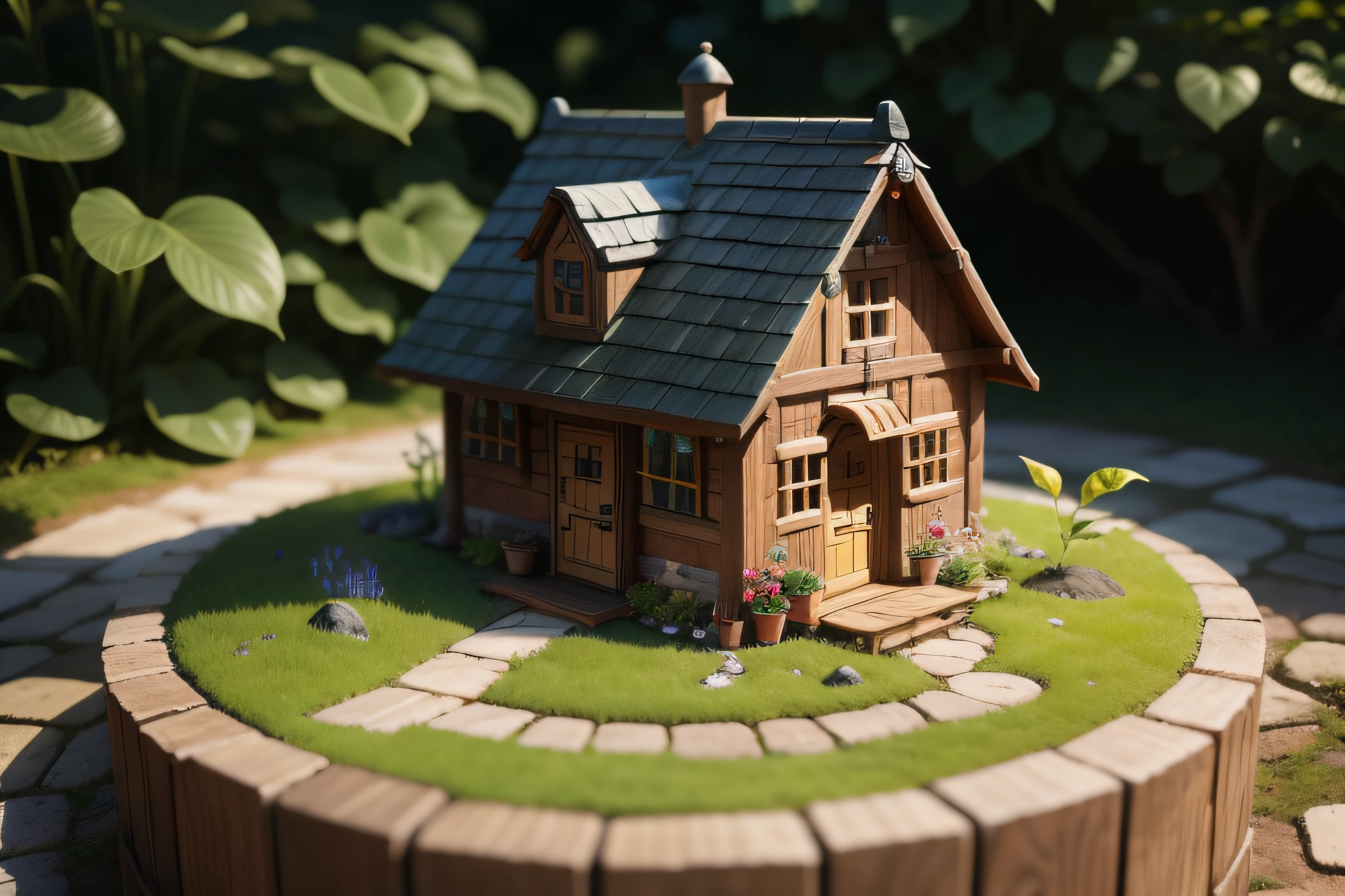 Dwarf House and Garden、miniture、No humans、Bright and natural light、photos realistic