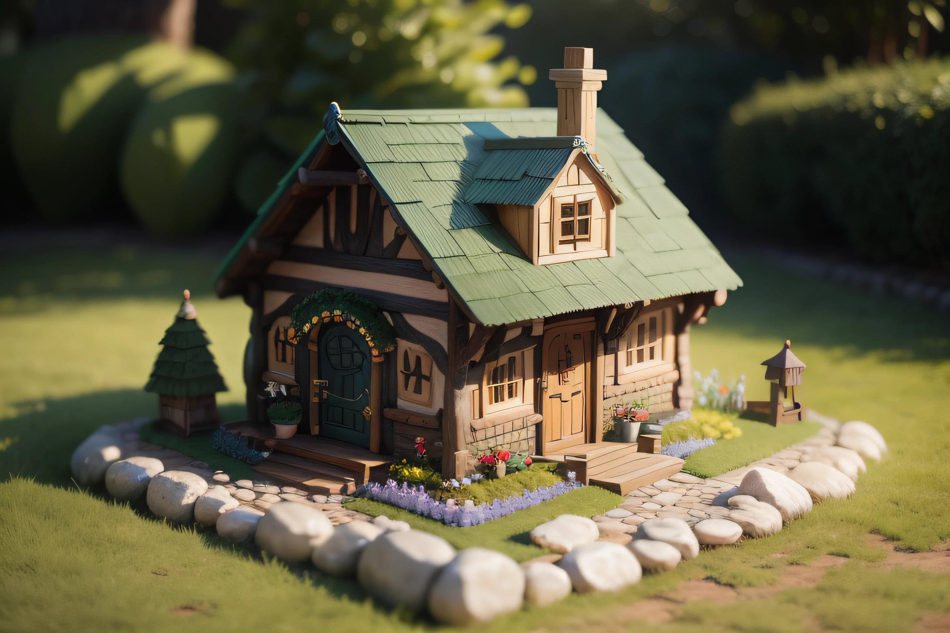 Dwarf House and Garden、miniture、No humans、Bright and natural light、photos realistic