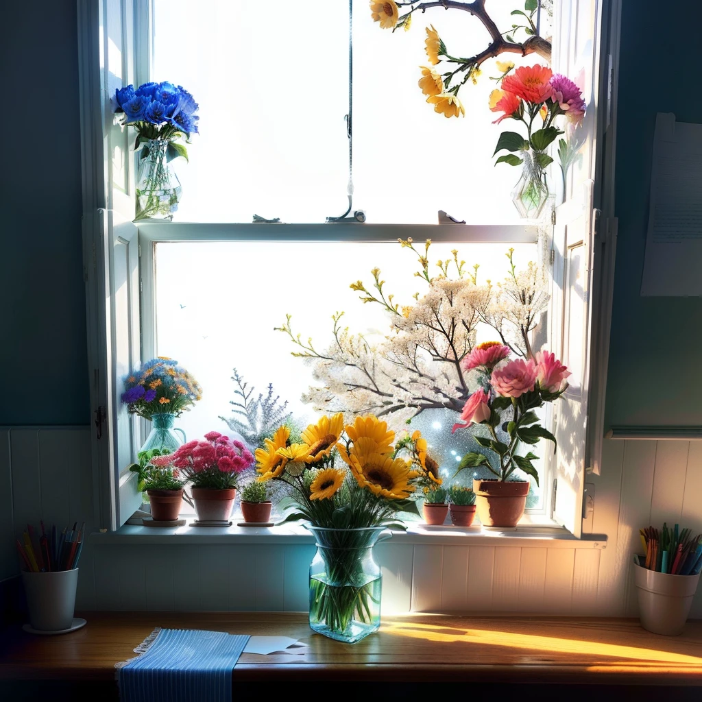 Paper cut window flowers