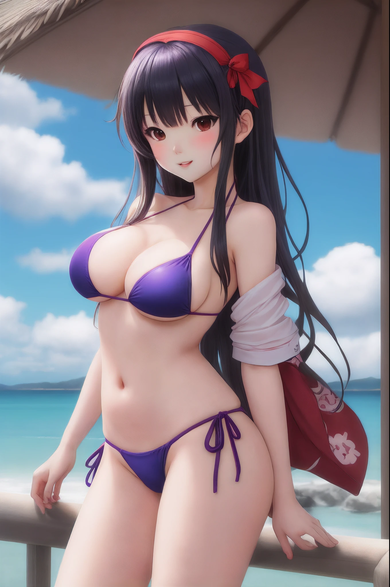 Kurumi in bikini,anime style,sexy thigh, showing boobs,high quality,