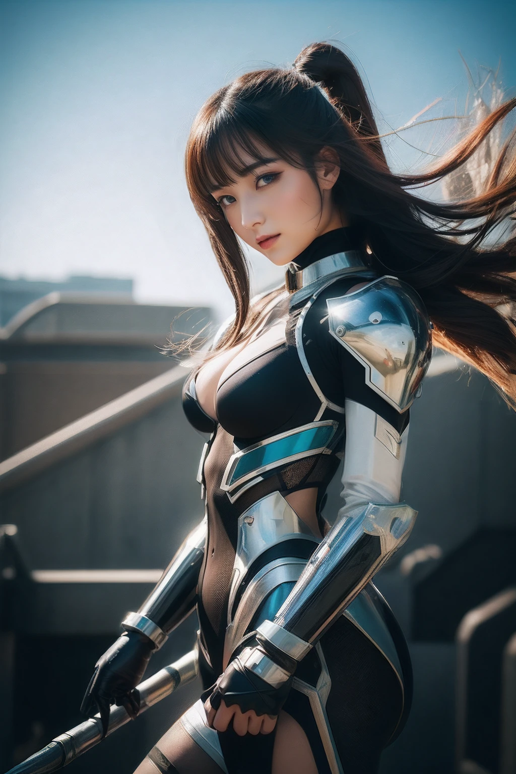 Best quality,Masterpiece,Realistic,professional,Vivid colors,Ultra-fine painting,Portrait,anime big breast,Photogram,number art,Fantasyart,3d graphic,Cinematic_lighting,Strong_rim_Light,rim-light,Ambient_Light,Tyndall effect,moodylighting,Huge_filesize,Real,Female pervert,Mecha musume,Cyborg,Tights combat suit,power armour,Cut clothes,Japanese_Armor,one side up,shmup,remains,rubble_废墟,(Extremely detailed Cg Unity 8K wallpaper),(((Masterpiece))),(((Best quality))),((Ultra-detailed)),(Best Illustration),((An extremely delicate and beautiful)),Dynamic Angle,Wind,classic,Spring,(Detailed light),(Sunlight),Beautiful and delicate water,(Painting),(Sketch),(full bloom),(Shine),Red stockings,cleavage,Raised sexy,The kinky is exposed