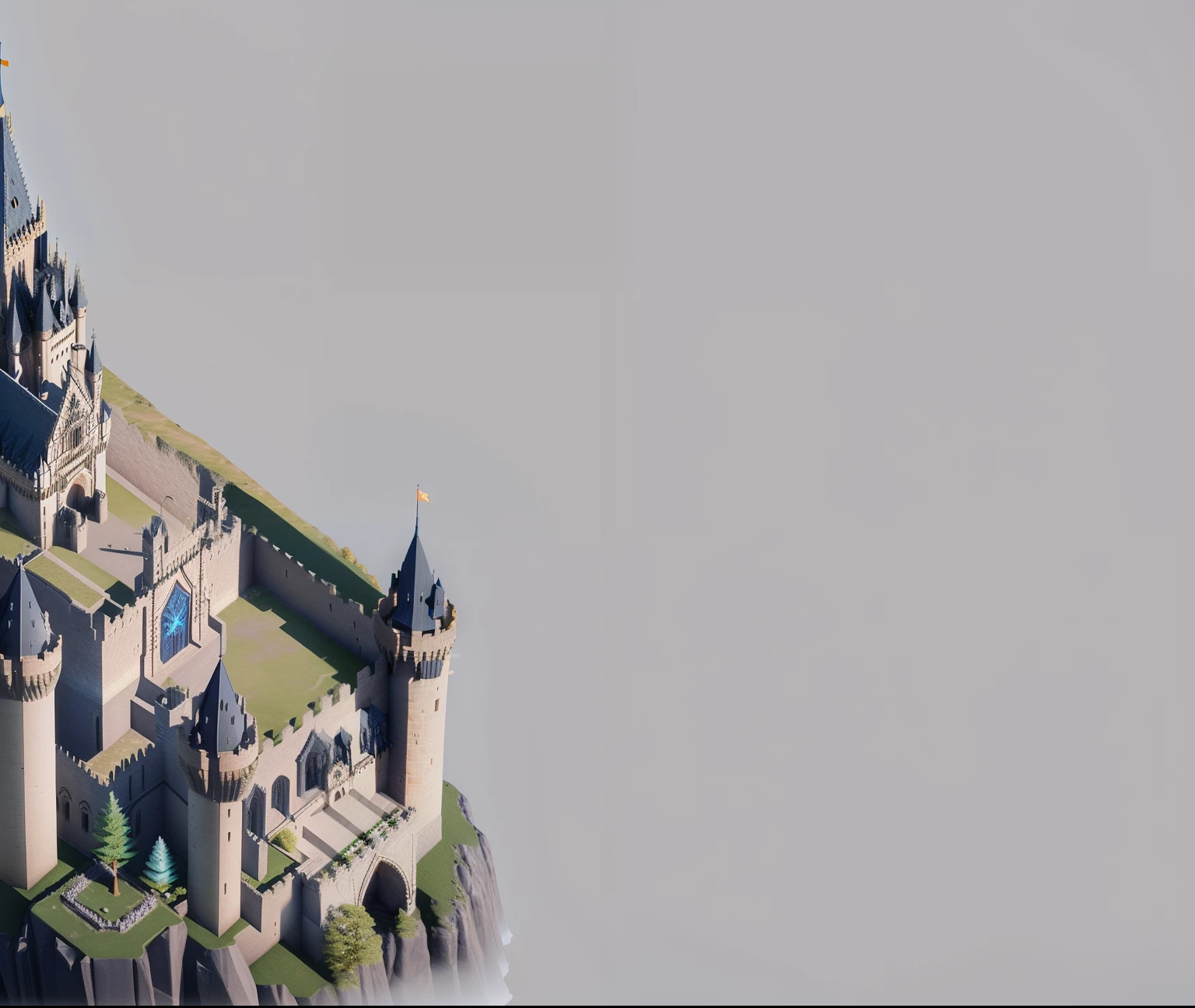 There is a castle with a tower on the hill,There is a clock, isometric view of a wizard tower, Castle background, Isometric 3D fantasy, low poly render, 3d low poly render, 3 d low poly render, low poly render, isometric palace, prerendered isometric graphics, isometric voxel art, low poly 3 d render,goth castle