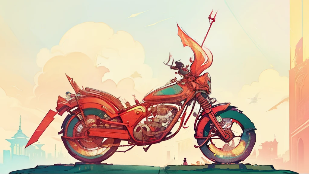 Fallout game, single beautiful motorcycle, ((an extremely delicate and beautiful)),, d & d, fantasy, intricate, elegant, highly detailed, digital painting, artstation, concept art, matte, sharp focus, illustration, hearthstone, art by artgerm and greg rutkowski and alphonse mucha, 8k