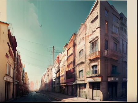 Matte color urban architecture,Poster style,Fashionab