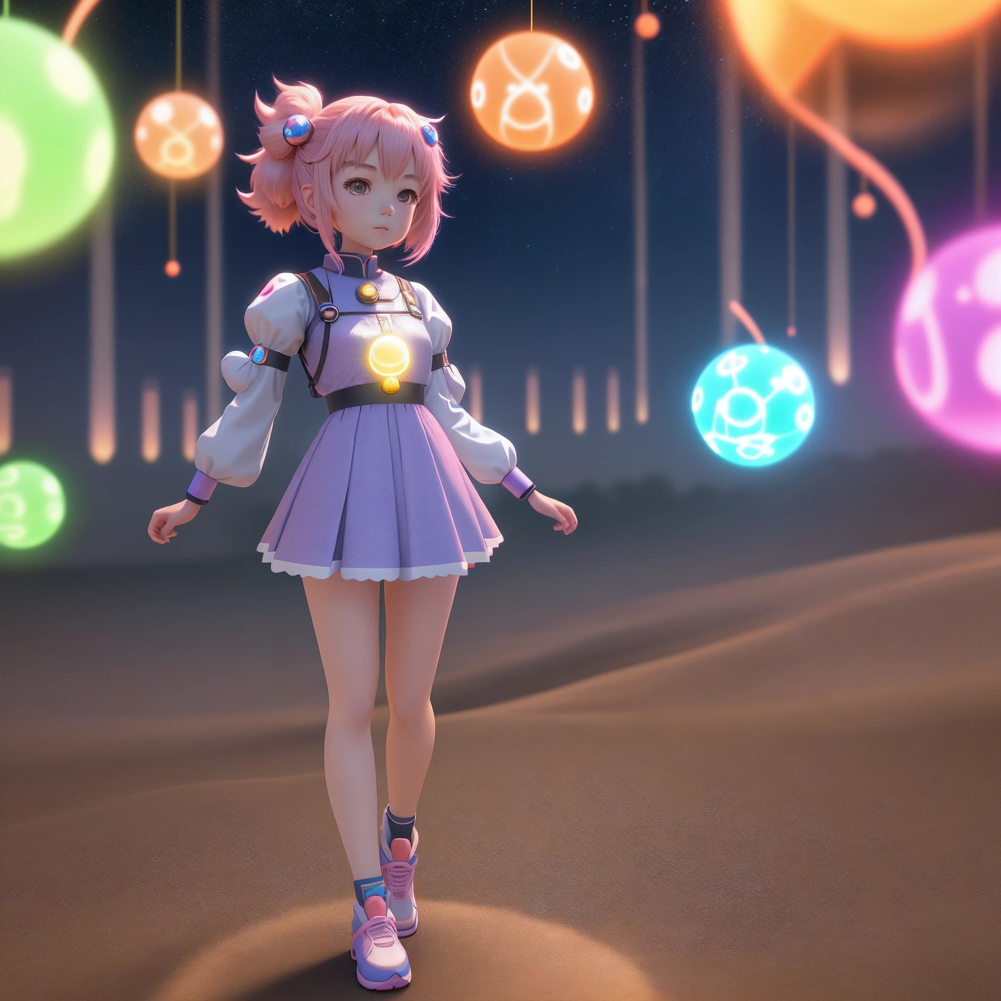 anime girl with a bunch of glowing balls in her hands, anime girl with cosmic hair, girl with magical powers, connected with glowing tubes 8 k, anime girl of the future, render of a cute 3d anime girl, anime styled 3d, anime styled digital art, advanced anime digital art, magical particles, digital anime art, 3d anime girl