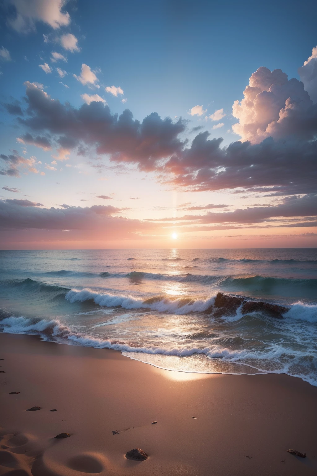 paisaje de esperanza en un nuevo amanecer en la playa.