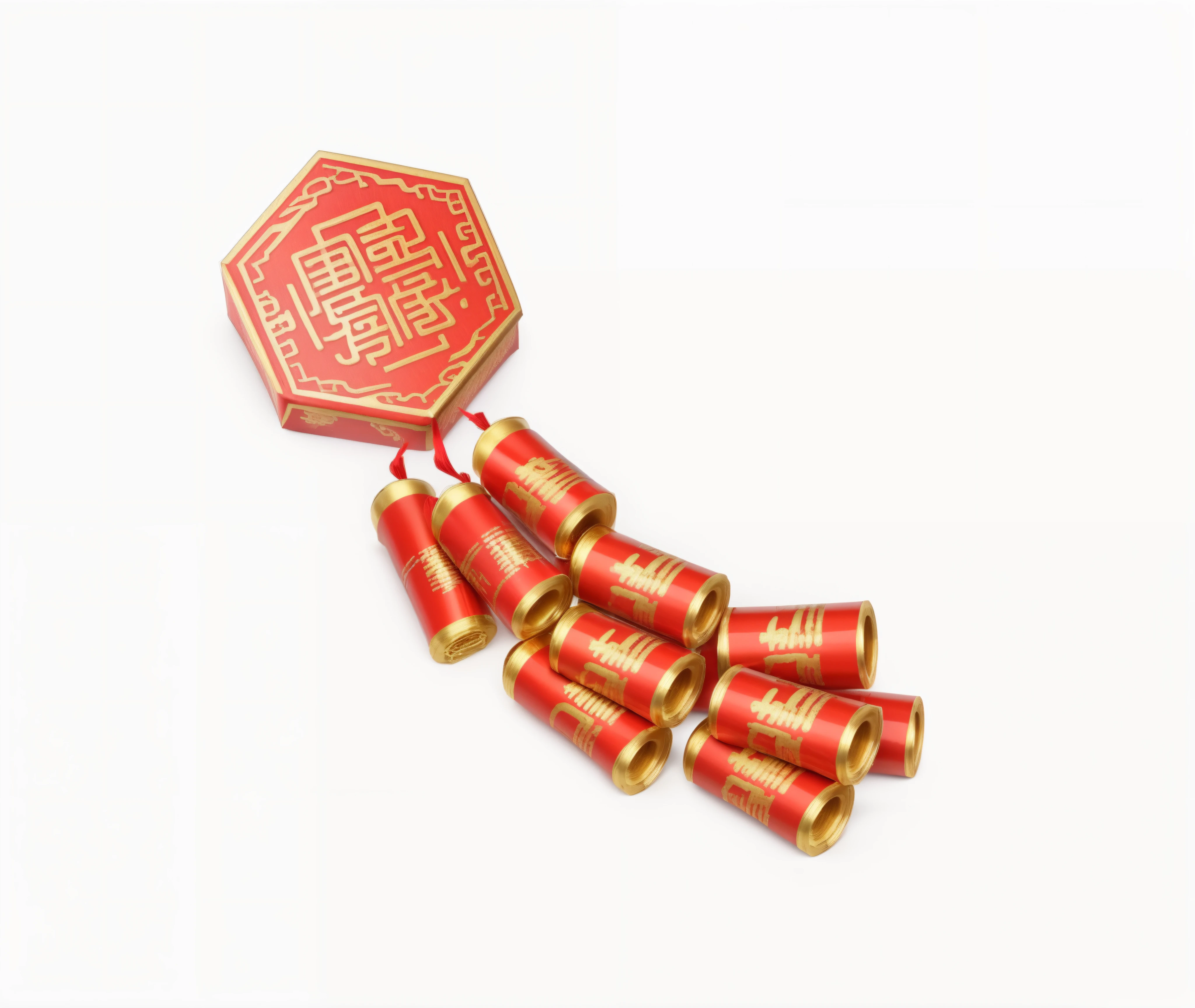 Chinese firecrackers,Red and gold,firecrackers,k hd,the detail,Chinese elements,UE5,A string of barrels