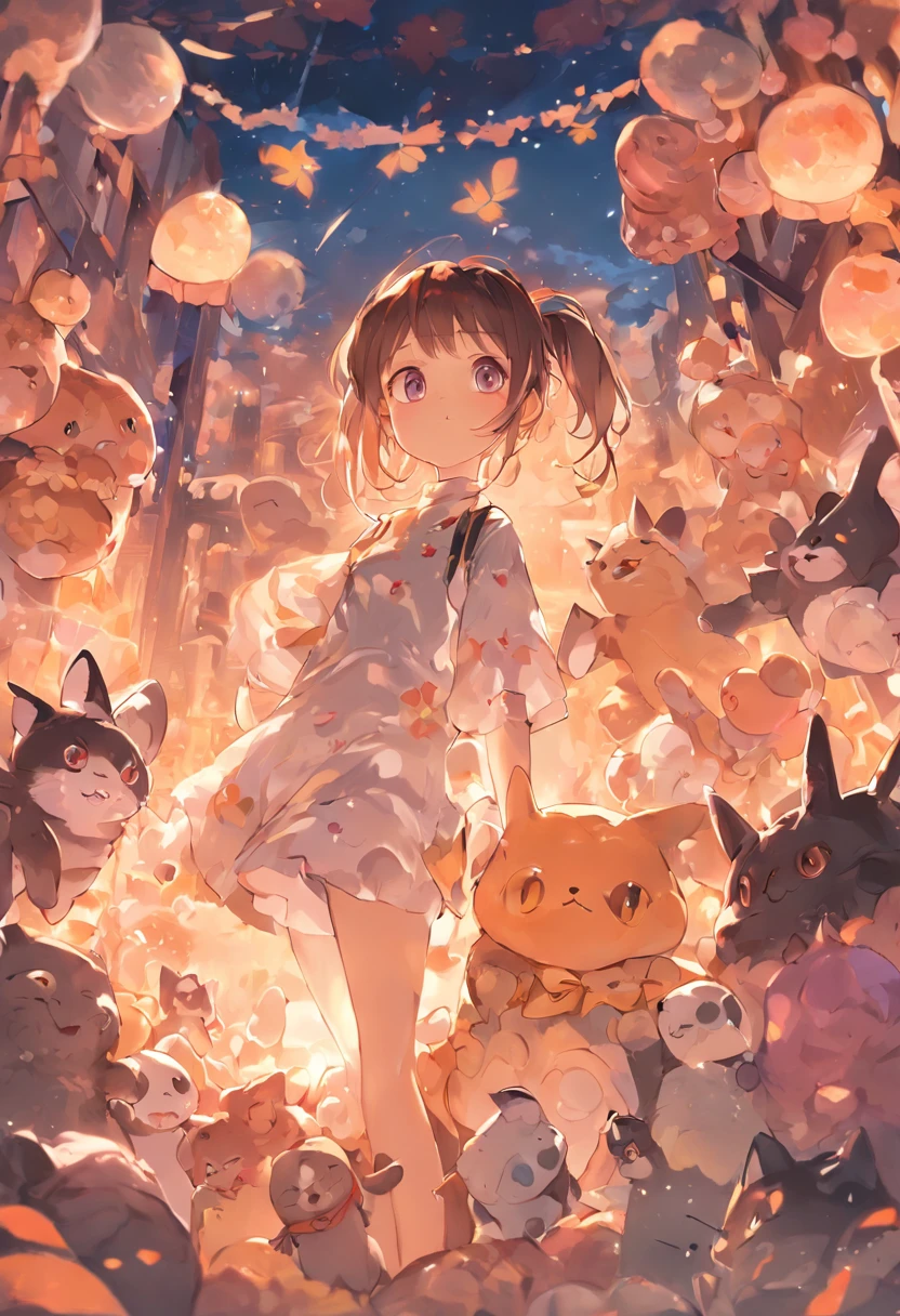 Anime girl with lots of stuffed animals and a cat, Arte digital detalhada e fofa, por Ryan Yee, Lindo estilo de arte, Digital Painting Acessável, lindo arte digital, Cute detailed illustrations, Digital anime illustration, 3D render arte oficial, Arte oficial de alto detalhe, official character illustration, Anime estilizado, kawaii hq render, Pokémon Art Style, cute illustrations, Fanart detalhado