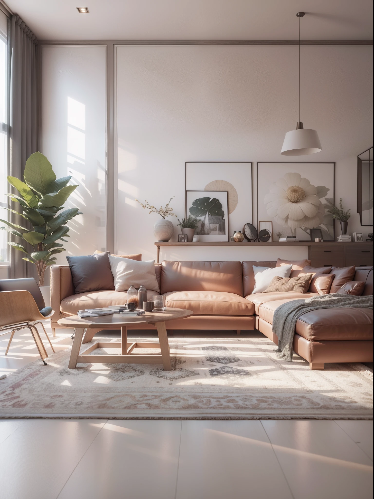 arafed living room with a large couch, a chair, and a coffee table, well lit 3 d render, high quality 3d render, high quality 3 d render, in style of 3d render, high quality rendering, excellent 3d render, award winning render, with photorealistic lighting, rendered in corona, Modern living room, archviz