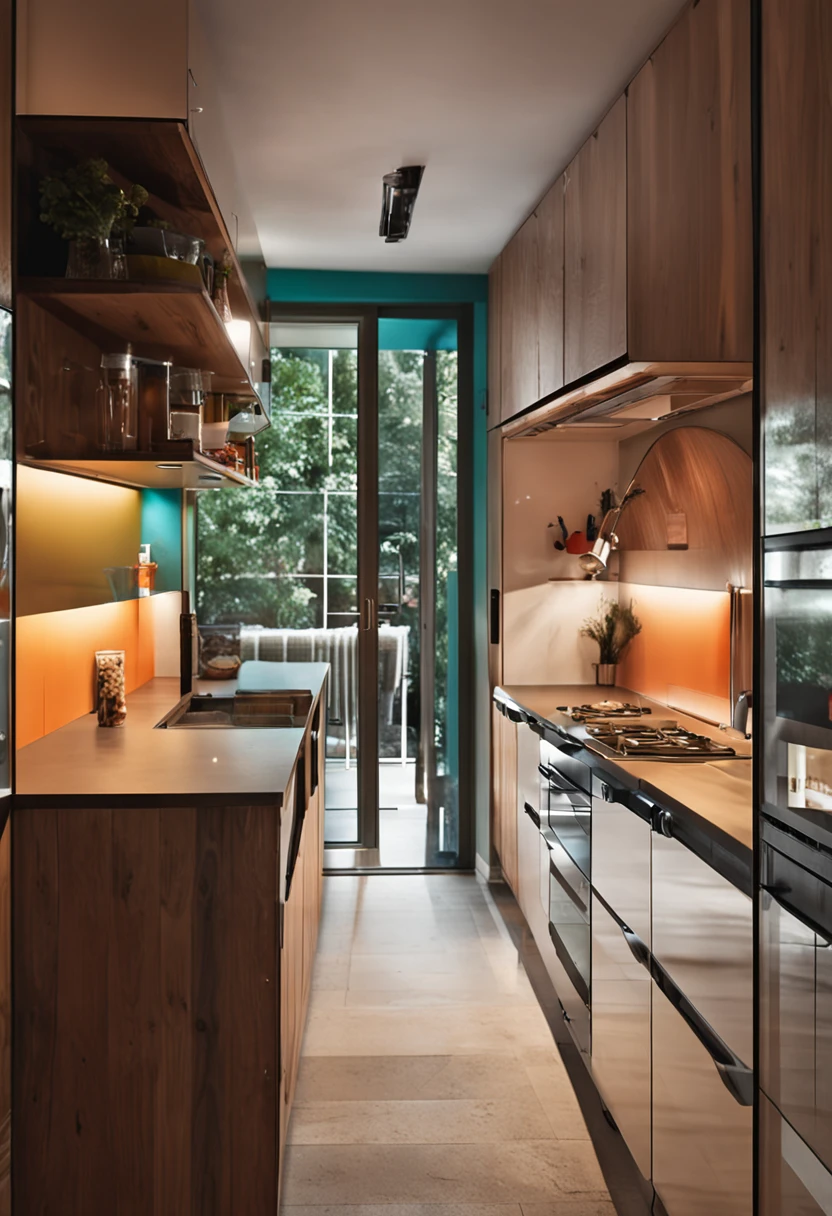 modern kitchen,Beautiful renovation,Refrigerator,Schrank,Weite Szene,im Rundumblick,auswärtig, UHD, Hohe Detailgenauigkeit