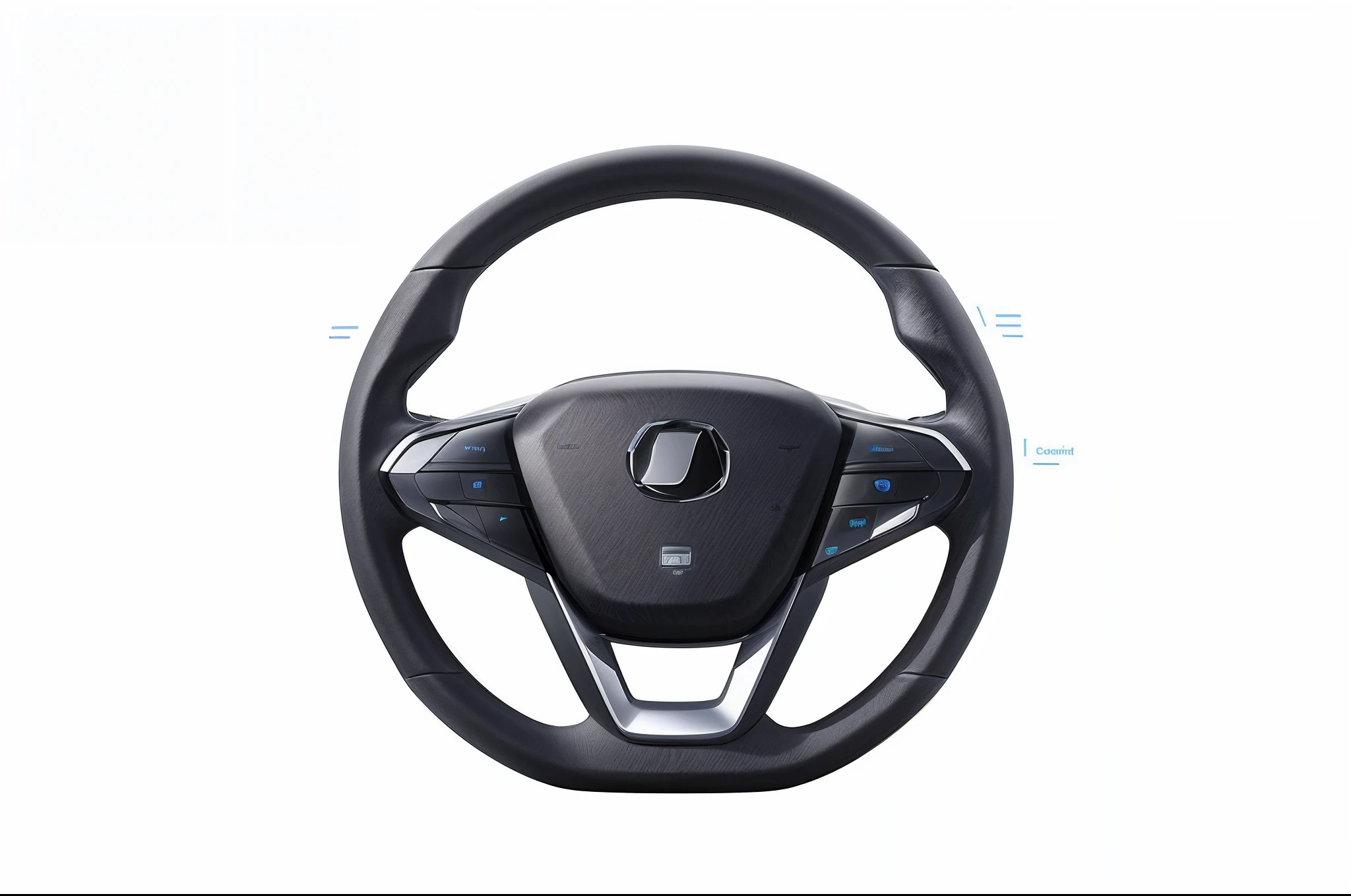 white backgrounid,Car steering wheel,conceptual,succinct,Electric vehicles are used。
