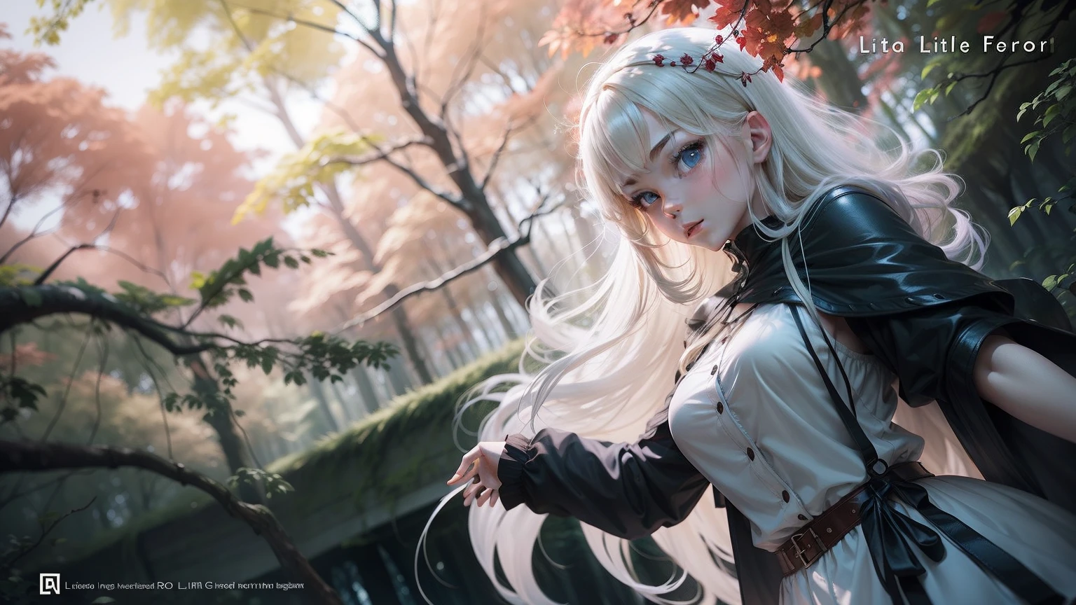 ln the forest，teens girl，redridinghood，blond hairbl