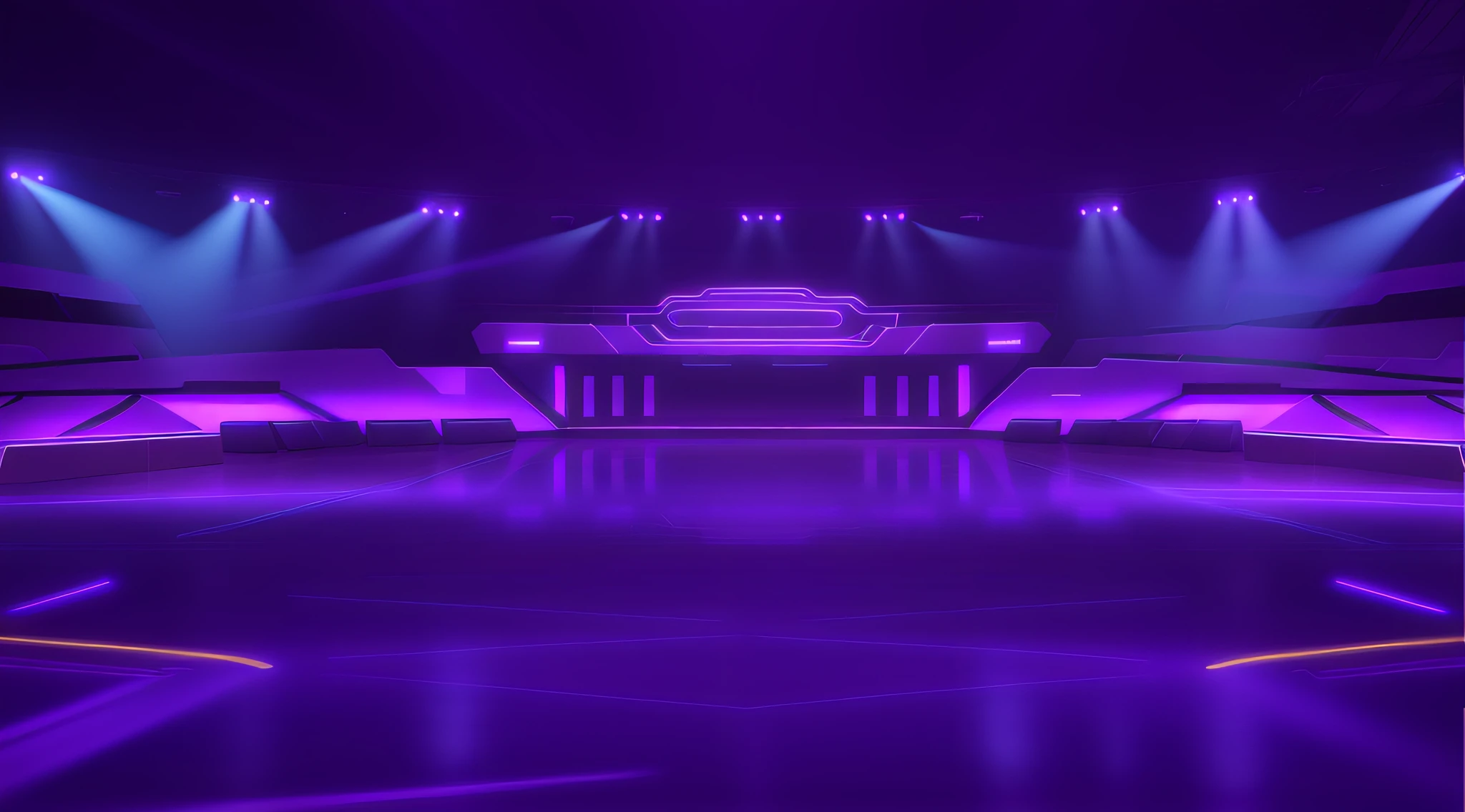 Stage view with stage lighting and stage, Stage background, futuristic room background, purple scene lighting, background artwork, arena background, nightclub background, Futuristic setting, purplish space in background, flashy modern background, dance hall background, Black purple studio background, game background, Spaceship corridor background, futuristic hall, fundo futurista, background with neon lighting,Openwork roof