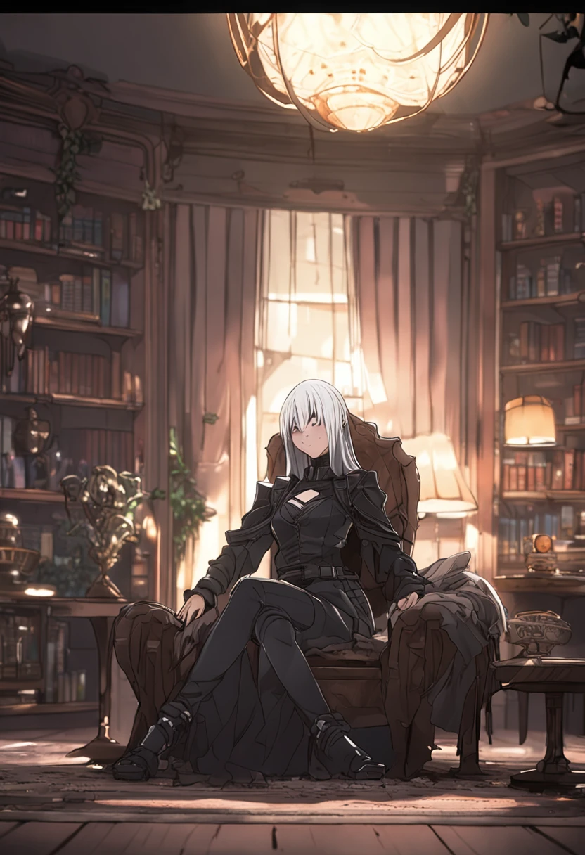 (yorha commander) (sitting in a living room)