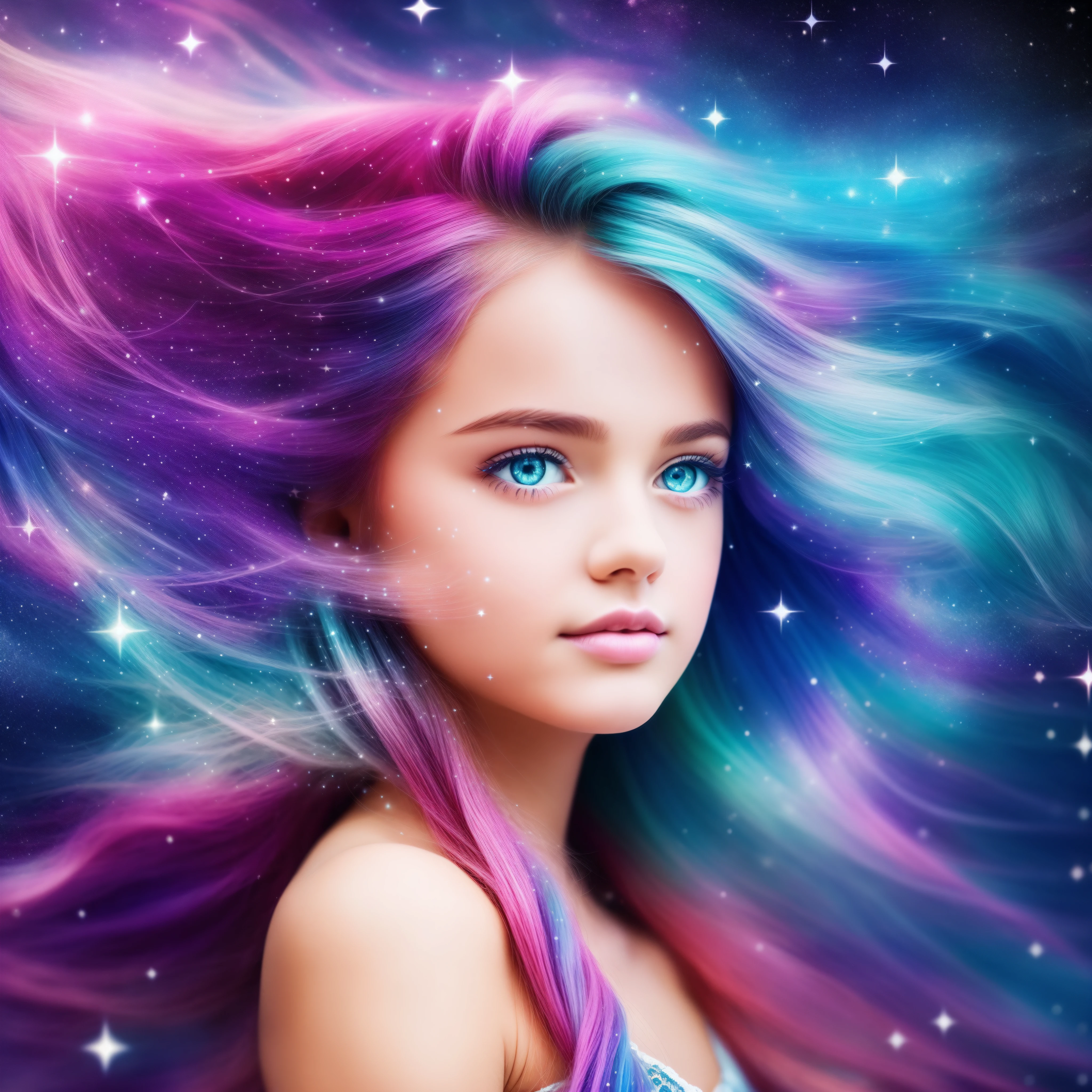 {{best quality}}, {{masterpiece}}, {{ultra-detailed}}, {illustration}, {detailed light}, {an extremely delicate and beautiful}, a girl, cute face, upper body, two legs, long dress, {beautiful detailed eyes}, stars in the eyes, messy floating hair, colored inner hair, Starry sky adorns hair, {lots_of_big_colorful_Bubble}, [pearl], [Galaxy], depth of field